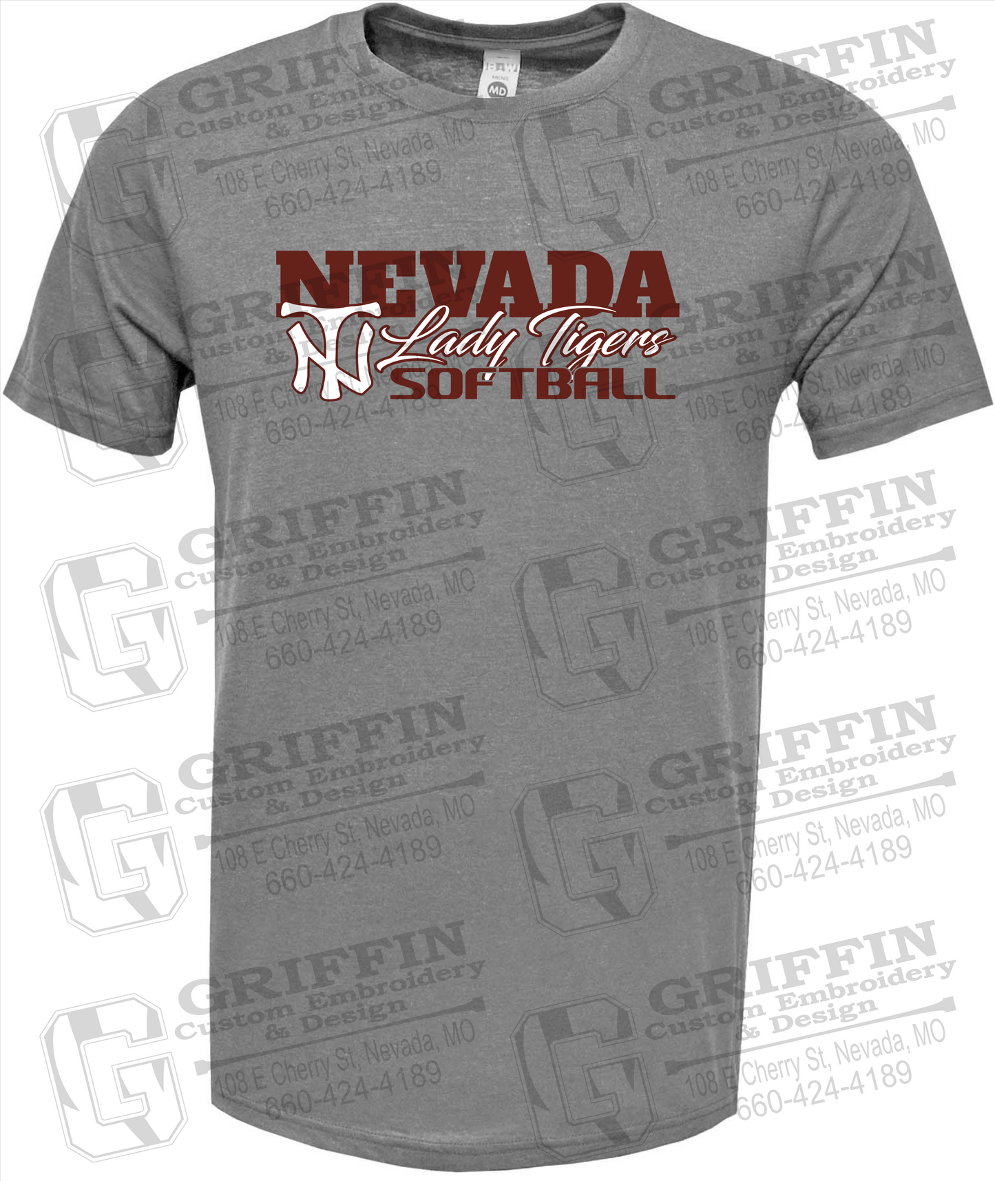 Soft-Tek Short Sleeve T-Shirt - Softball - Nevada Tigers 25-M