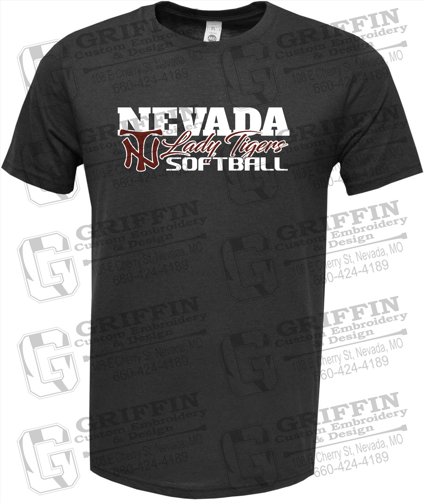 Soft-Tek Short Sleeve T-Shirt - Softball - Nevada Tigers 25-M