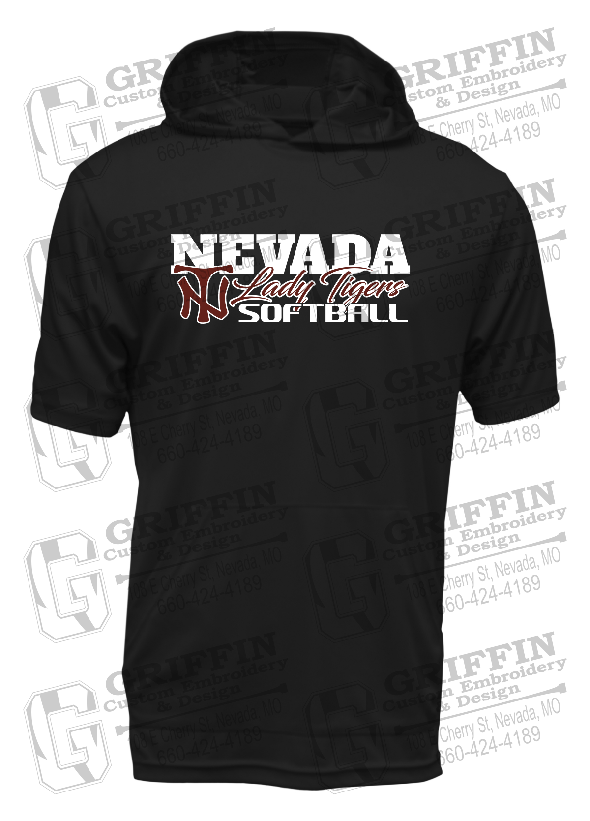 Dry-Fit Short Sleeve T-Shirt Hoodie - Softball - Nevada Tigers 25-M