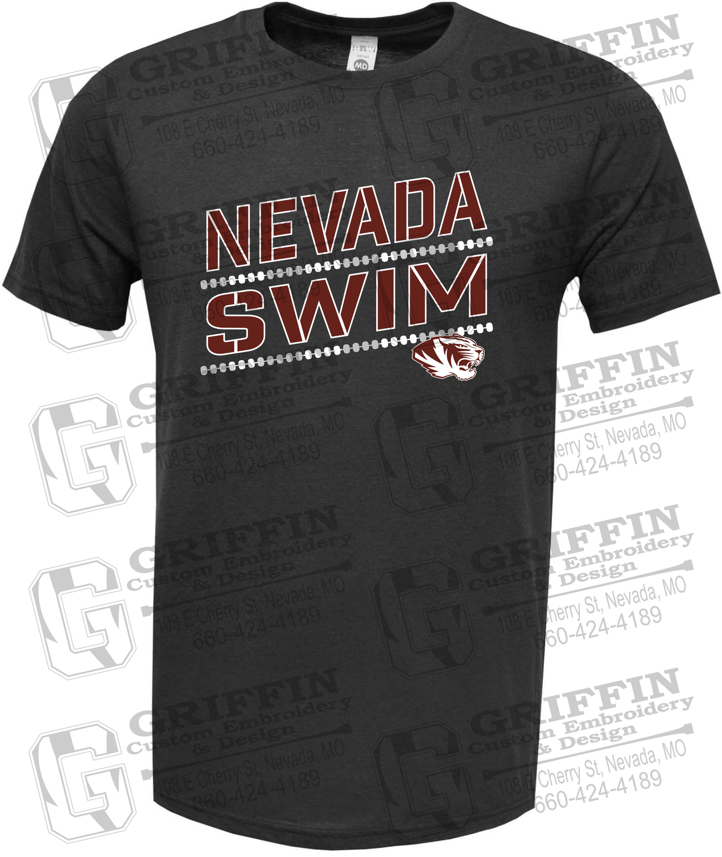 Soft-Tek Short Sleeve T-Shirt - Swimming - Nevada Tigers 25-O