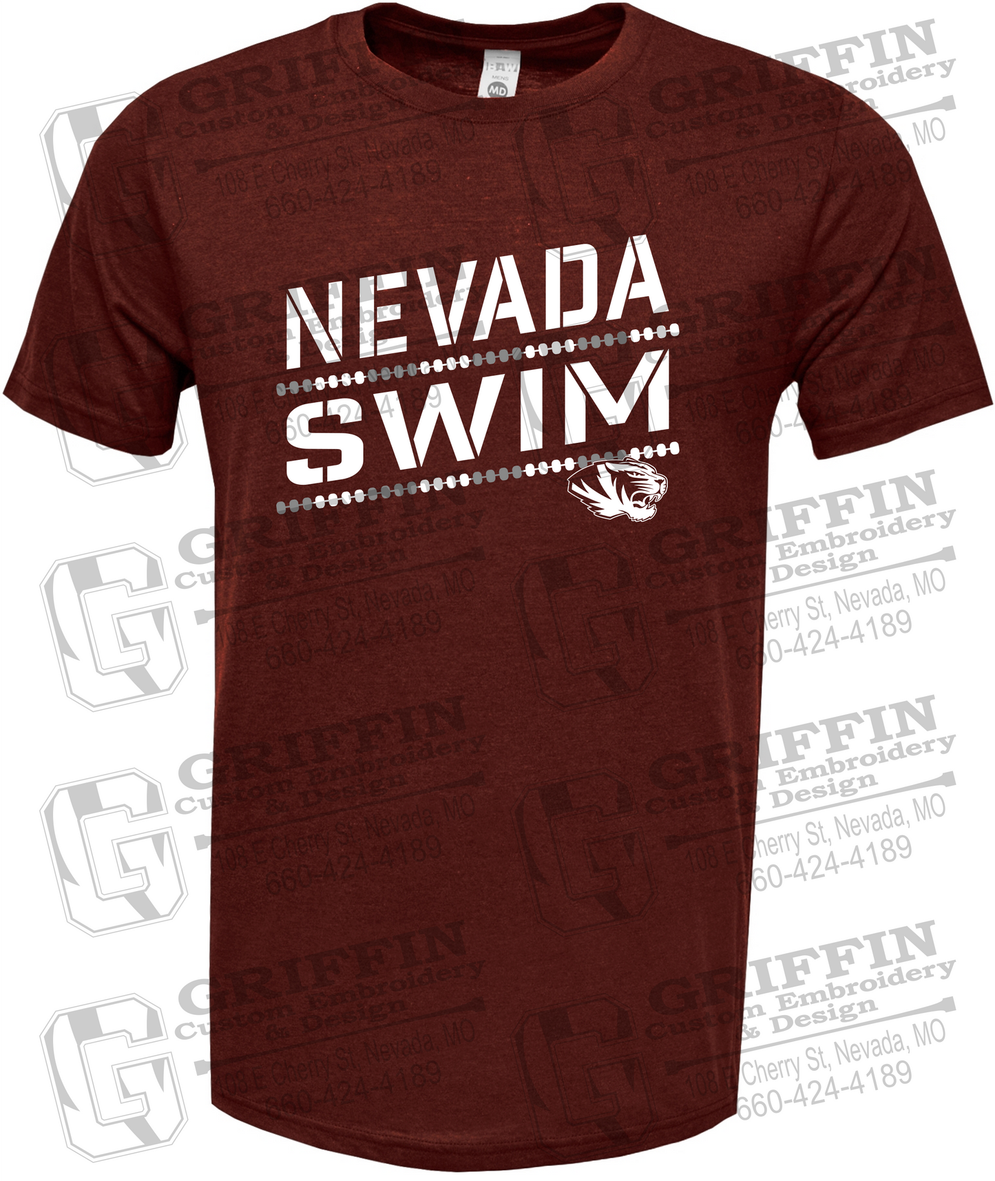Soft-Tek Short Sleeve T-Shirt - Swimming - Nevada Tigers 25-O