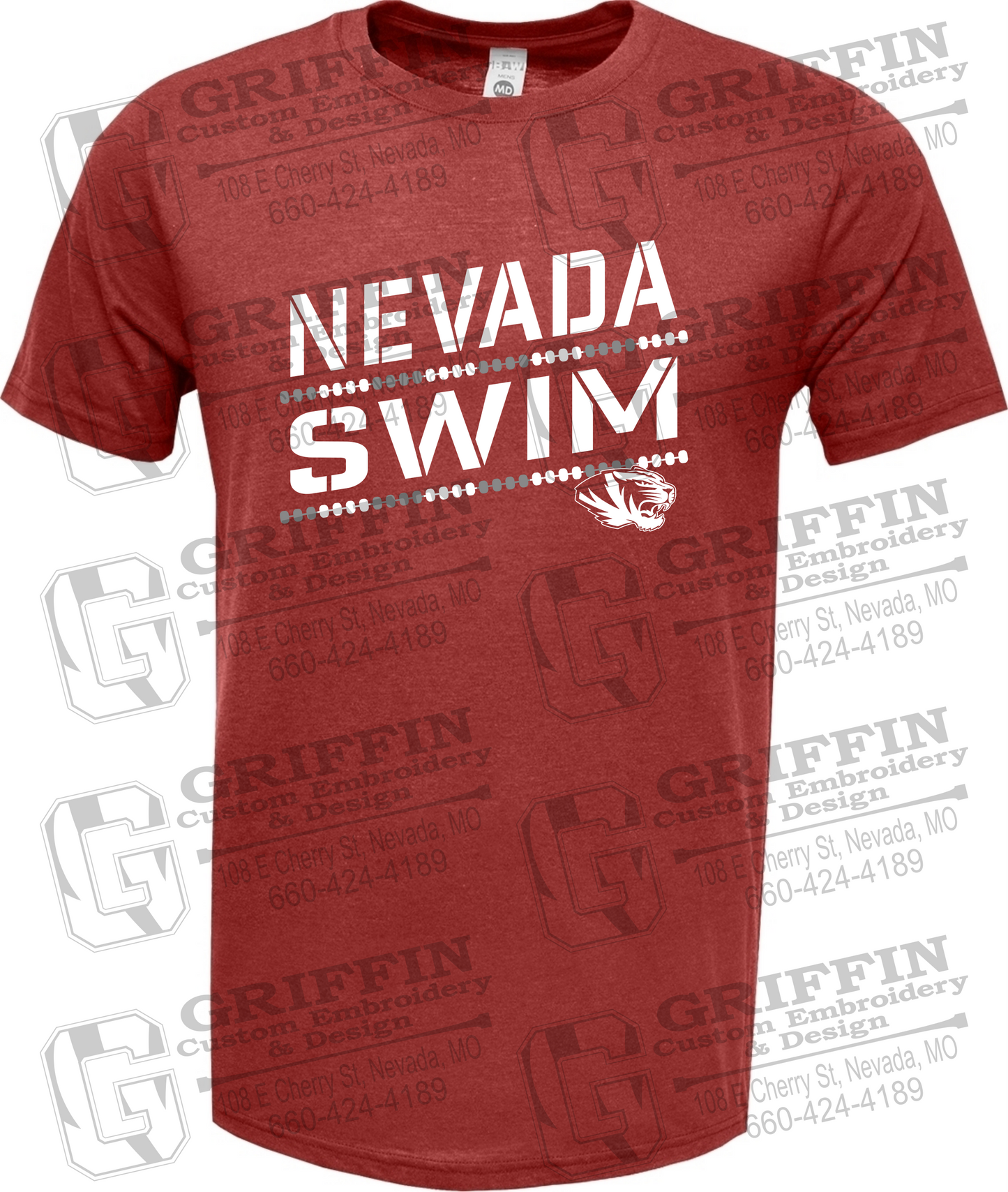 Soft-Tek Short Sleeve T-Shirt - Swimming - Nevada Tigers 25-O