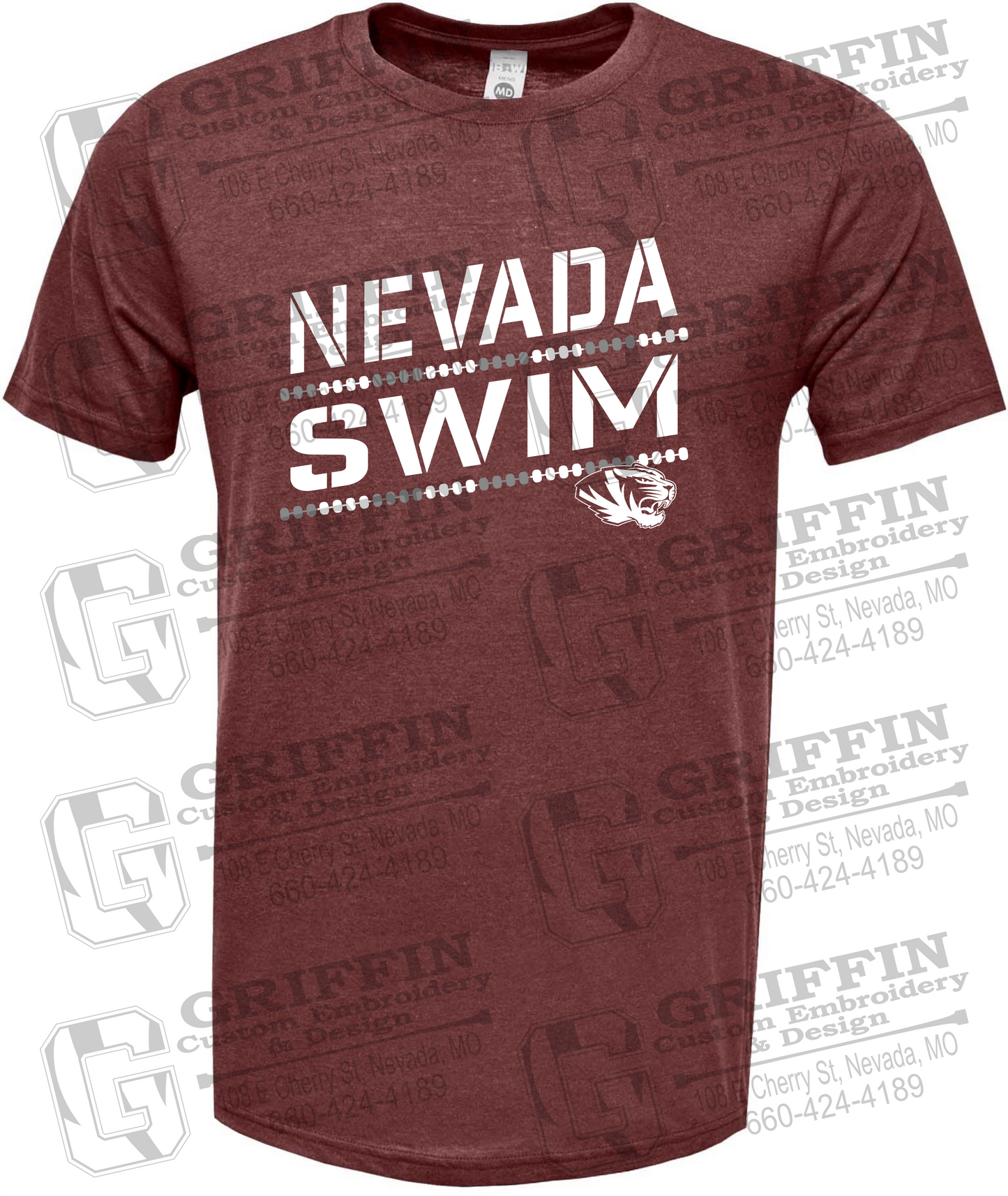 Soft-Tek Short Sleeve T-Shirt - Swimming - Nevada Tigers 25-O