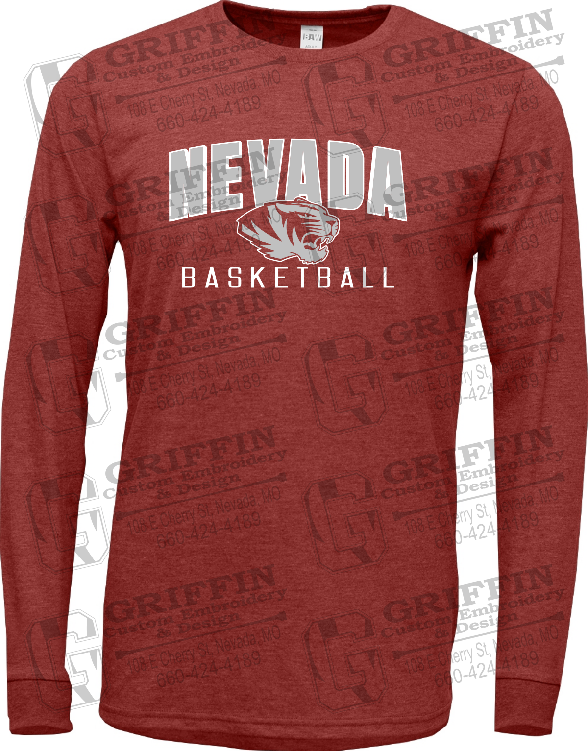 Soft-Tek Long Sleeve T-Shirt - Basketball - Nevada Tigers 25-T