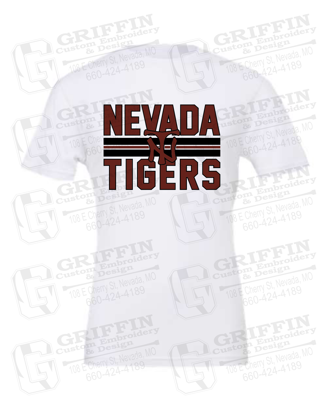 Cotton Short Sleeve T-Shirt - Baseball - Nevada Tigers 25-U