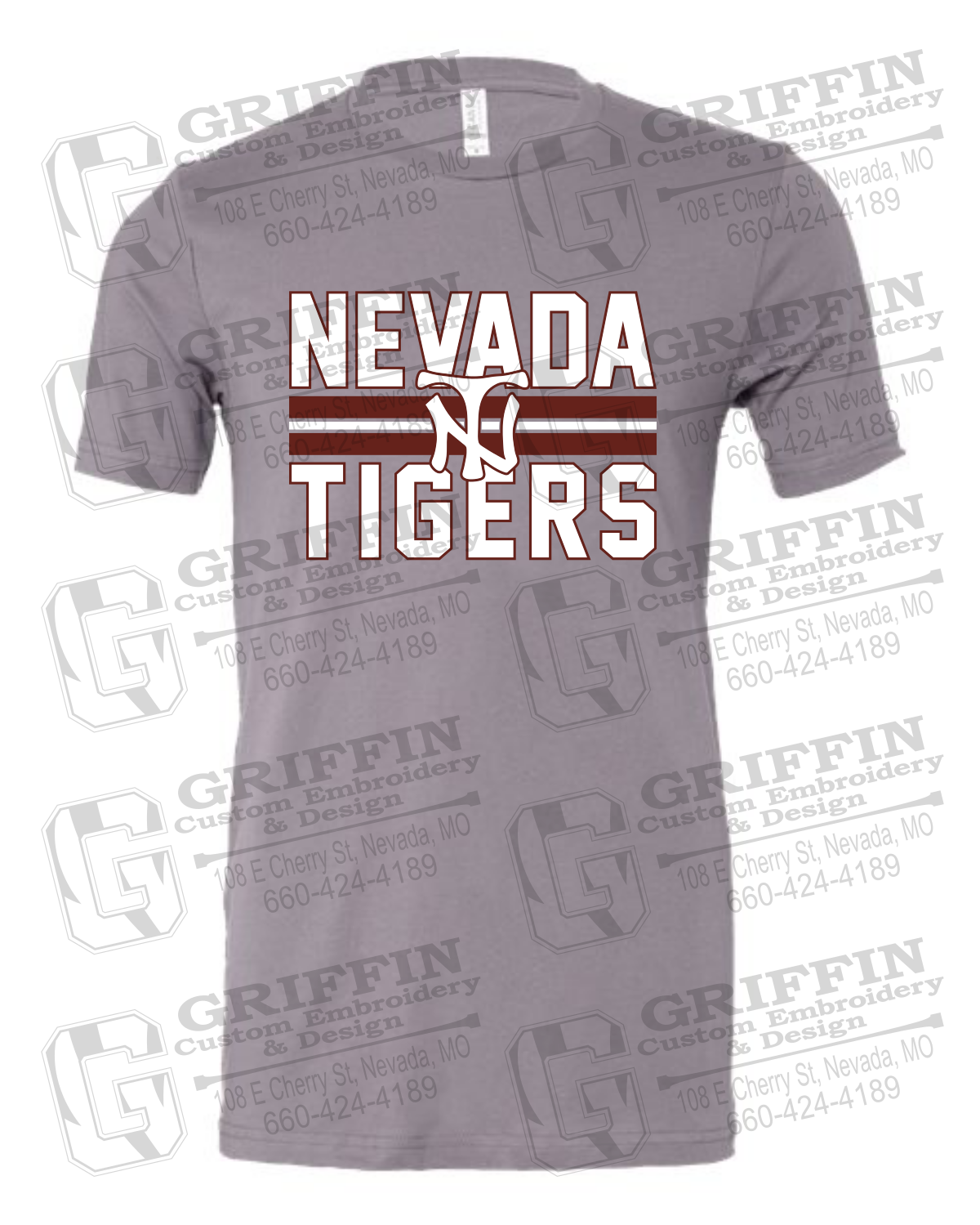Cotton Short Sleeve T-Shirt - Baseball - Nevada Tigers 25-U