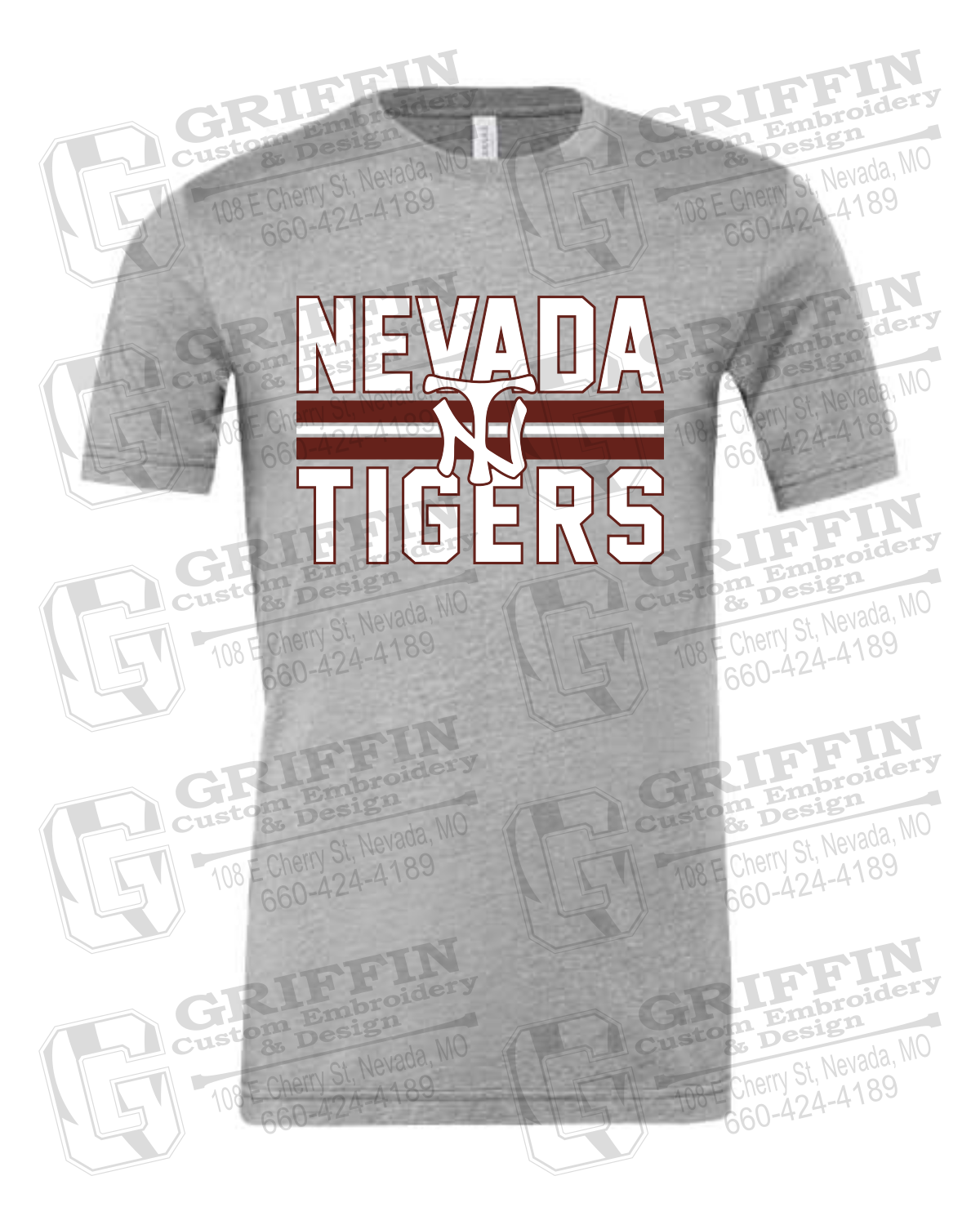 Cotton Short Sleeve T-Shirt - Baseball - Nevada Tigers 25-U