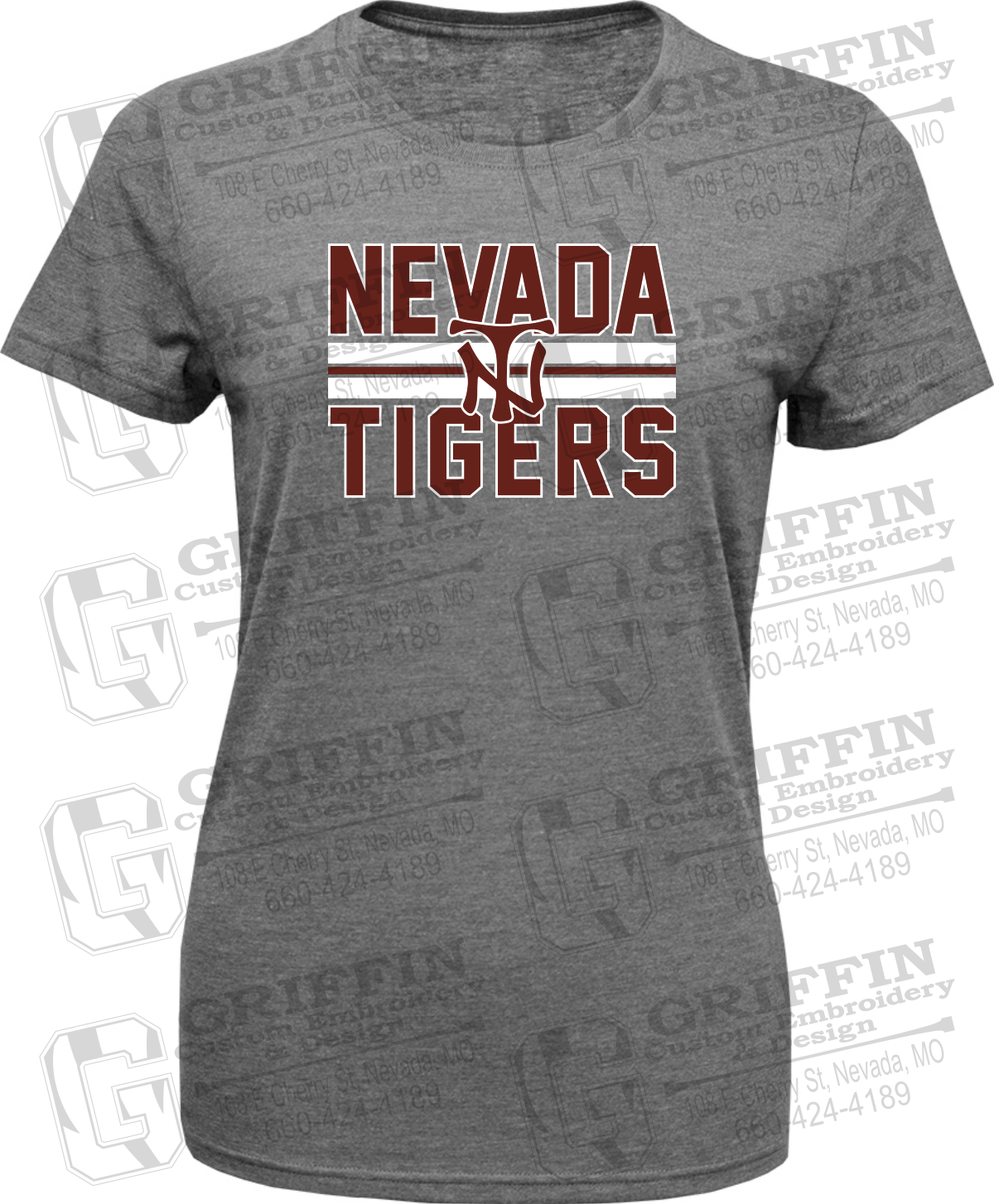 Womens Tri-Blend T-Shirt - Softball - Nevada Tigers 25-U