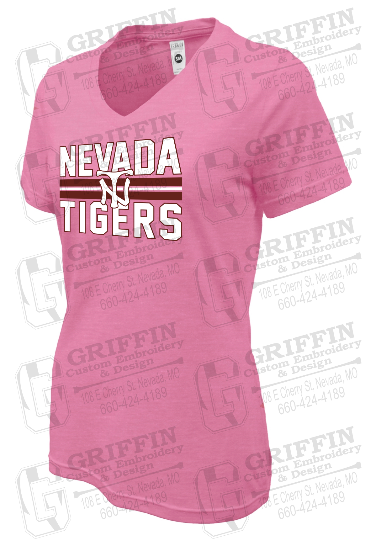 Womens Soft-Tek V-Neck T-Shirt - Softball - Nevada Tigers 25-U