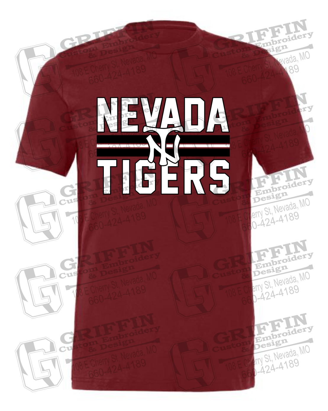 Cotton Short Sleeve T-Shirt - Baseball - Nevada Tigers 25-U
