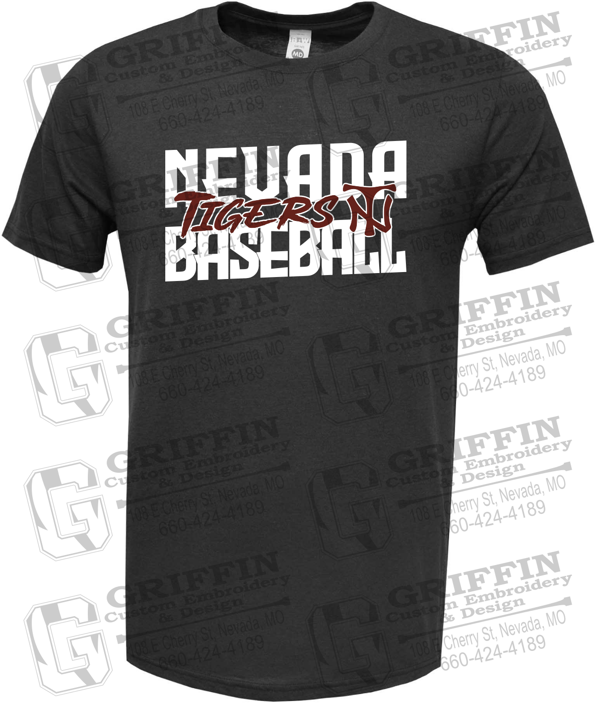 Soft-Tek Short Sleeve T-Shirt - Baseball - Nevada Tigers 25-V