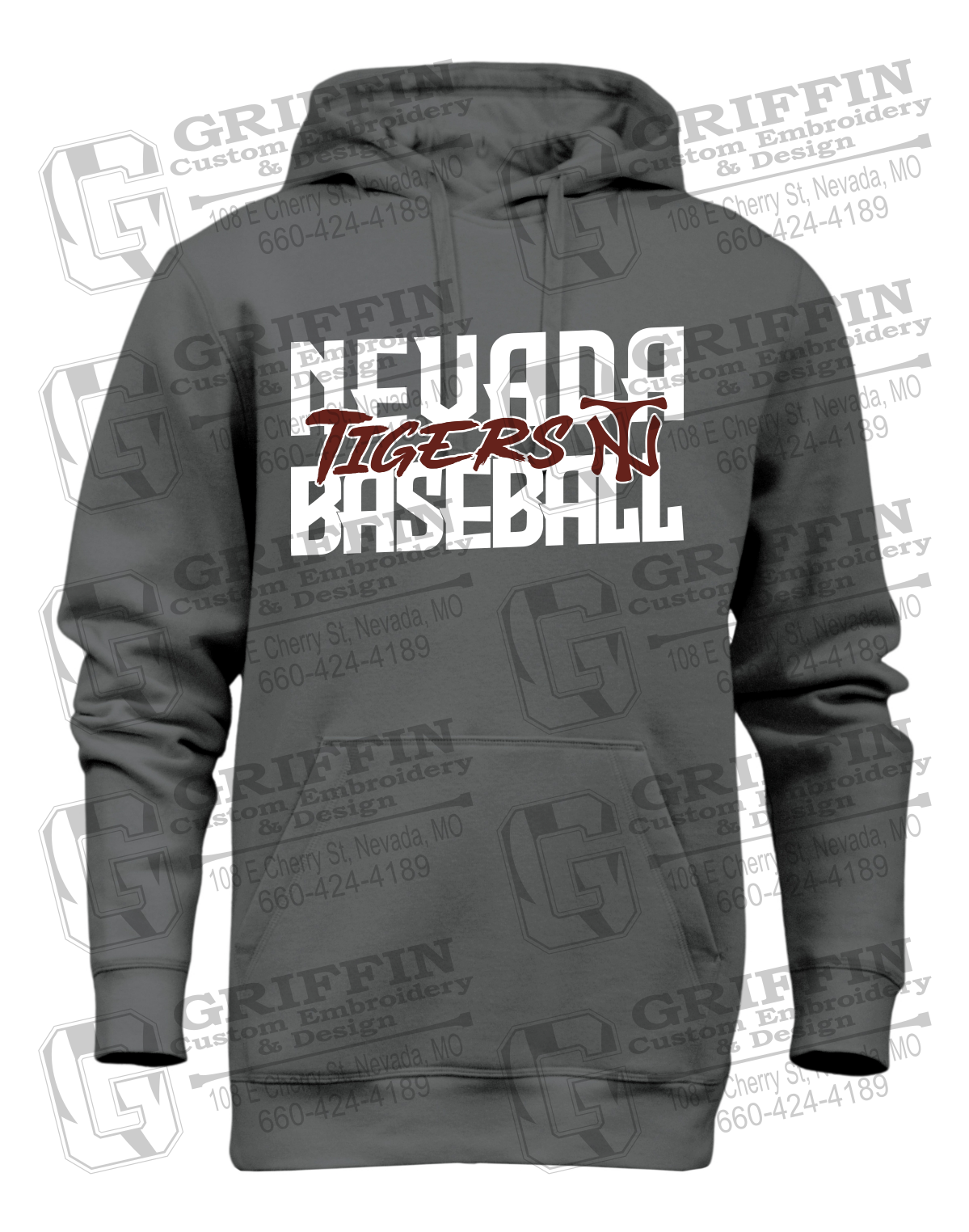 Heavyweight Fleece Hoodie - Baseball - Nevada Tigers 25-V