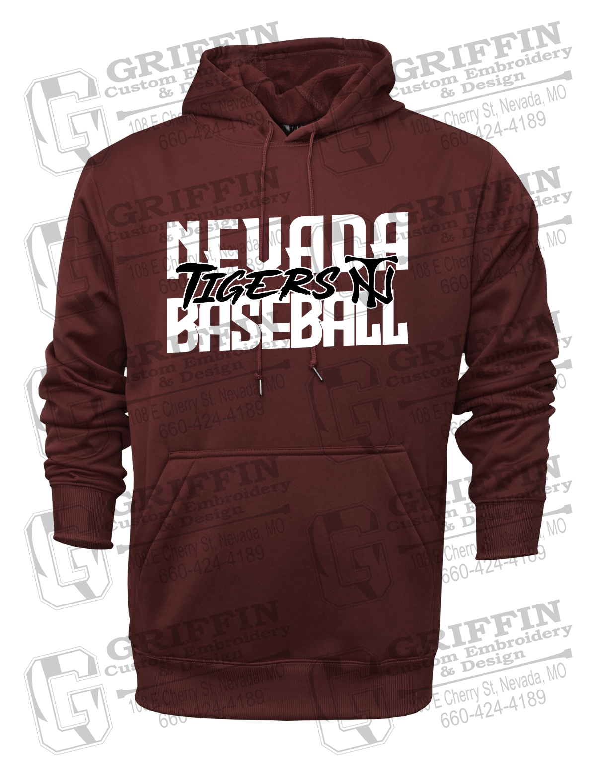 Performance Fleece Hoodie - Baseball - Nevada Tigers 25-V