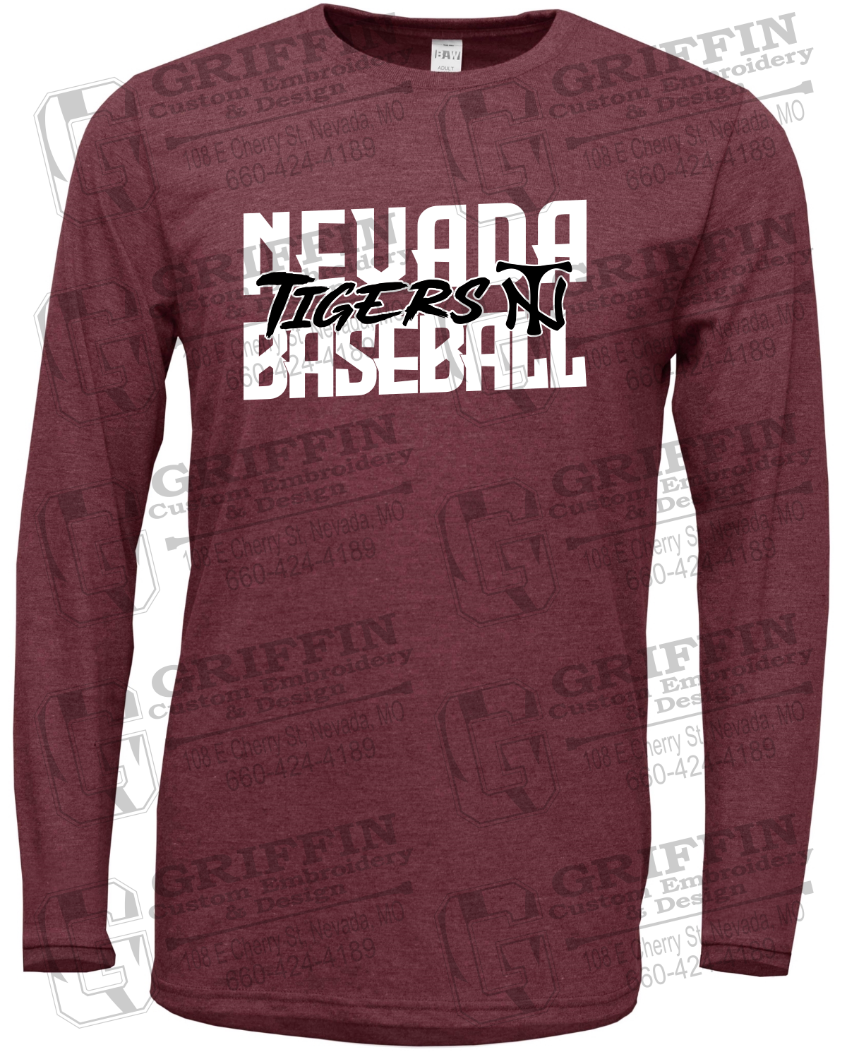 Soft-Tek Long Sleeve T-Shirt - Baseball - Nevada Tigers 25-V