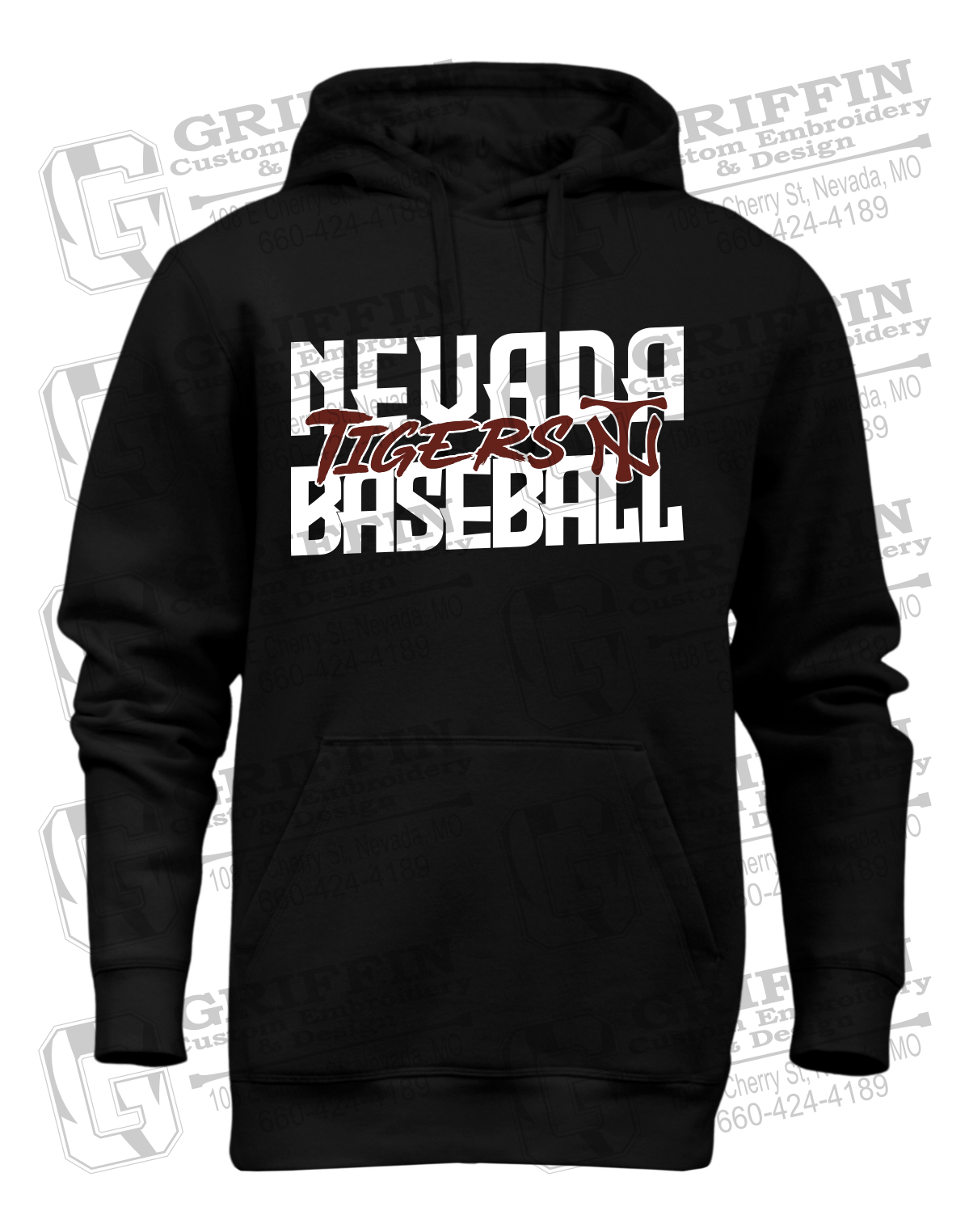 Heavyweight Fleece Hoodie - Baseball - Nevada Tigers 25-V