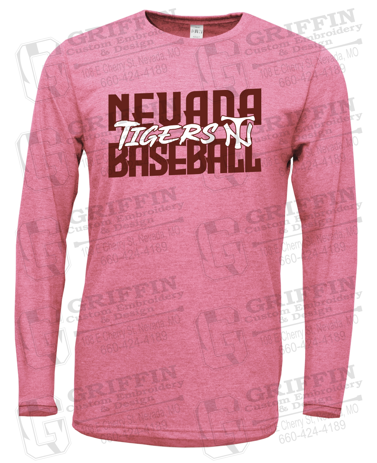 Soft-Tek Long Sleeve T-Shirt - Baseball - Nevada Tigers 25-V