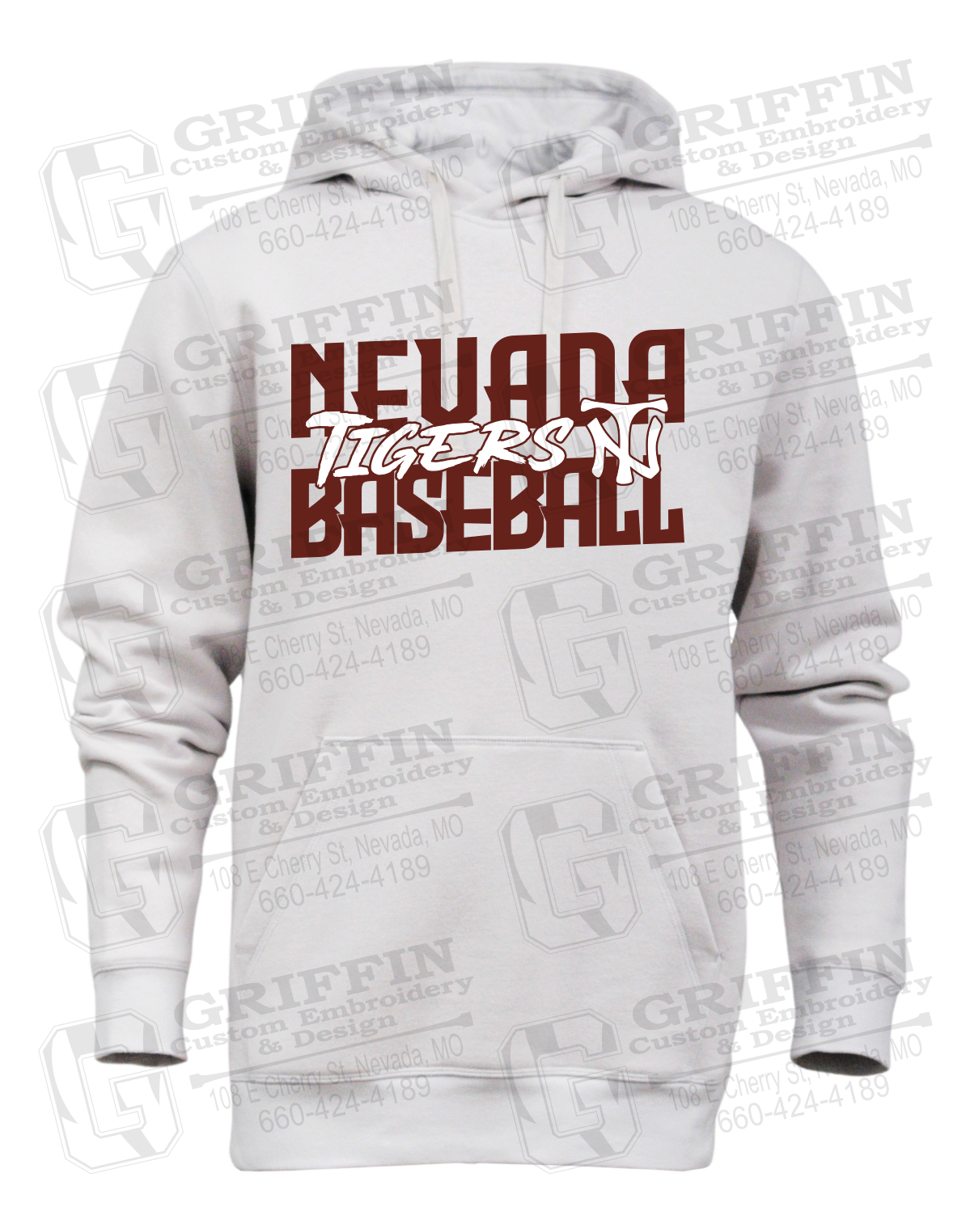 Heavyweight Fleece Hoodie - Baseball - Nevada Tigers 25-V