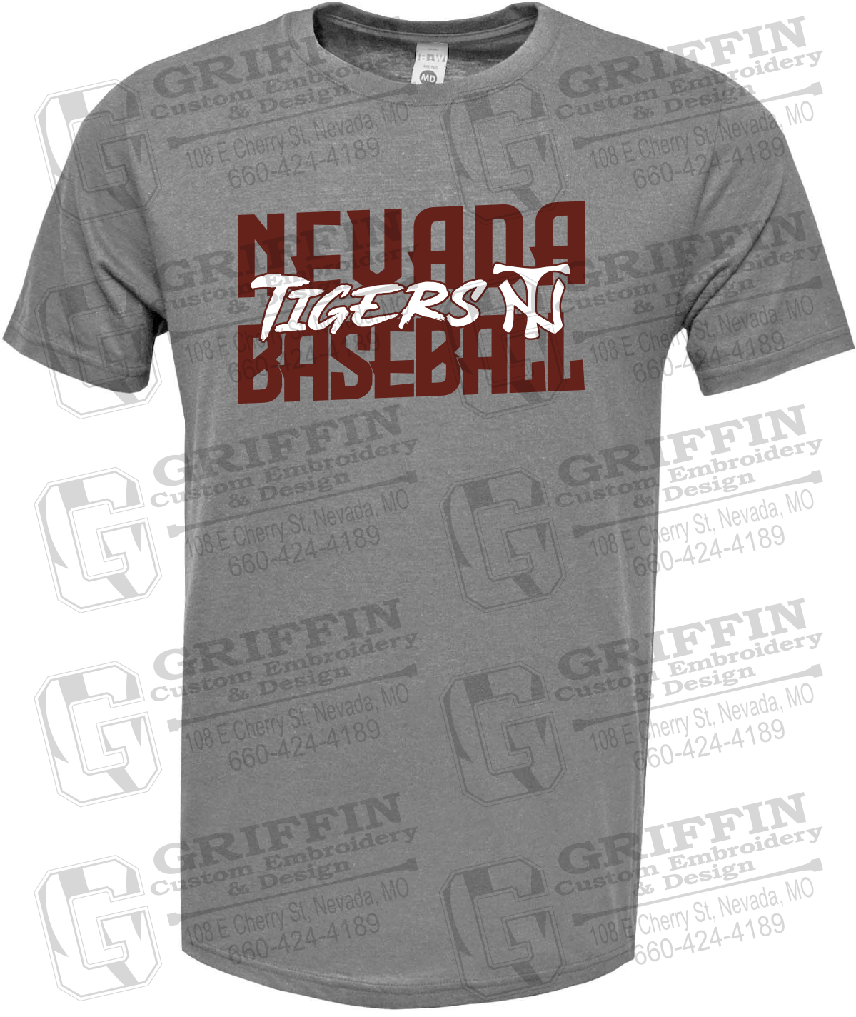 Soft-Tek Short Sleeve T-Shirt - Baseball - Nevada Tigers 25-V