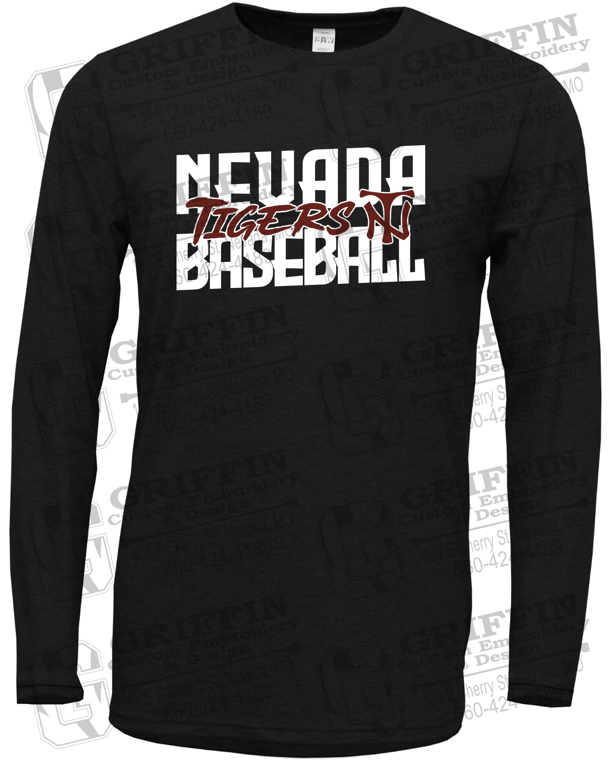 Soft-Tek Long Sleeve T-Shirt - Baseball - Nevada Tigers 25-V