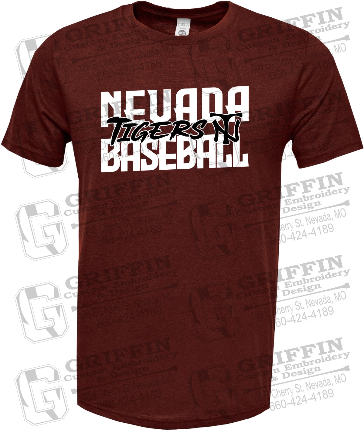 Soft-Tek Short Sleeve T-Shirt - Baseball - Nevada Tigers 25-V