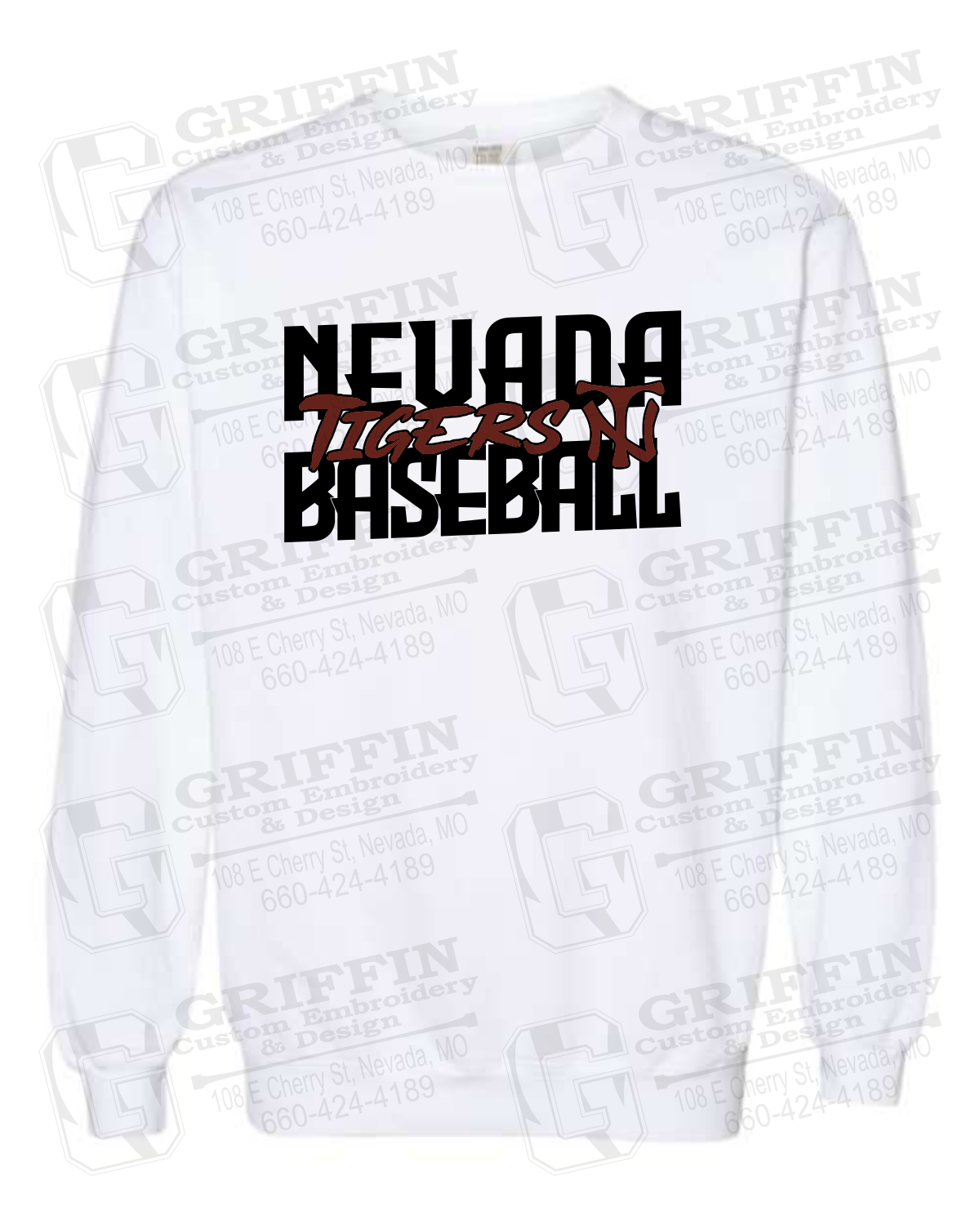 Comfort Colors Crewneck Sweatshirt - Baseball - Nevada Tigers 25-V