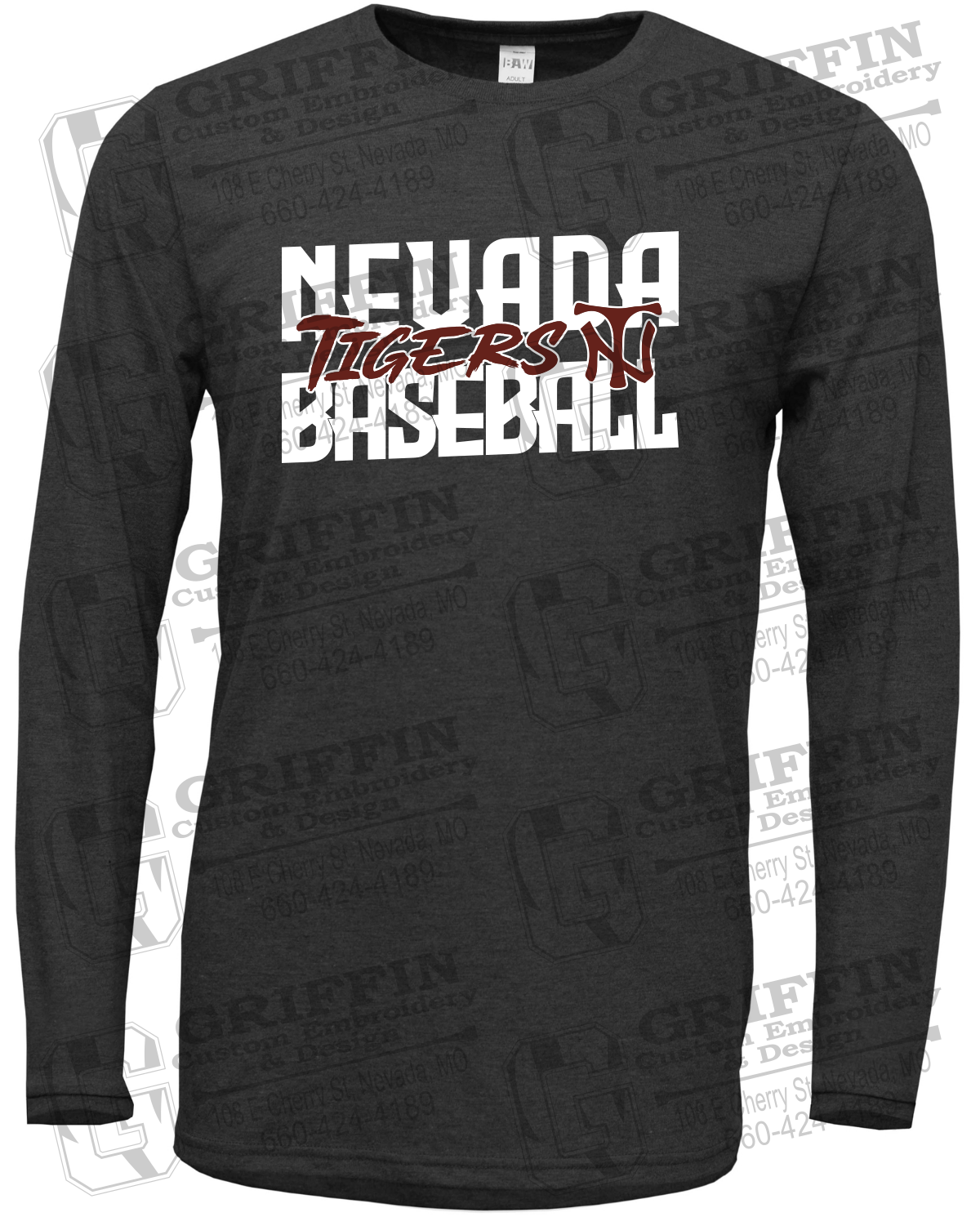 Soft-Tek Long Sleeve T-Shirt - Baseball - Nevada Tigers 25-V