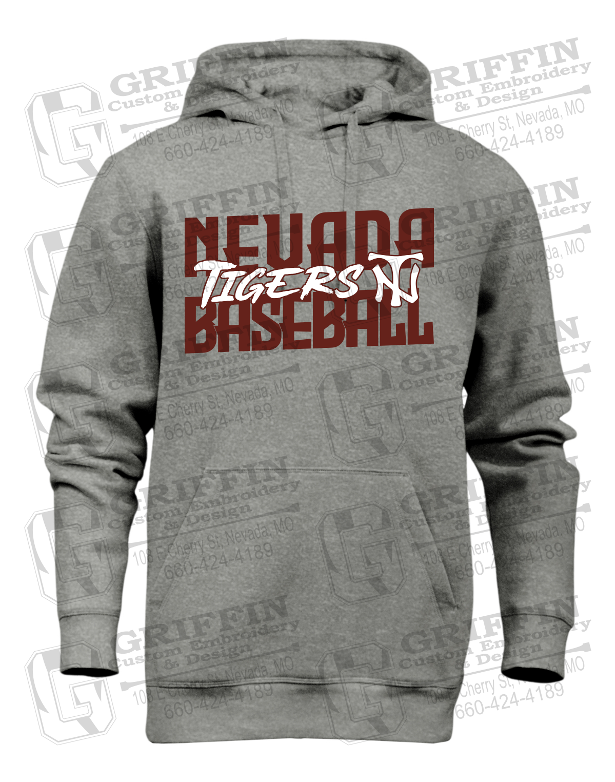 Heavyweight Fleece Hoodie - Baseball - Nevada Tigers 25-V