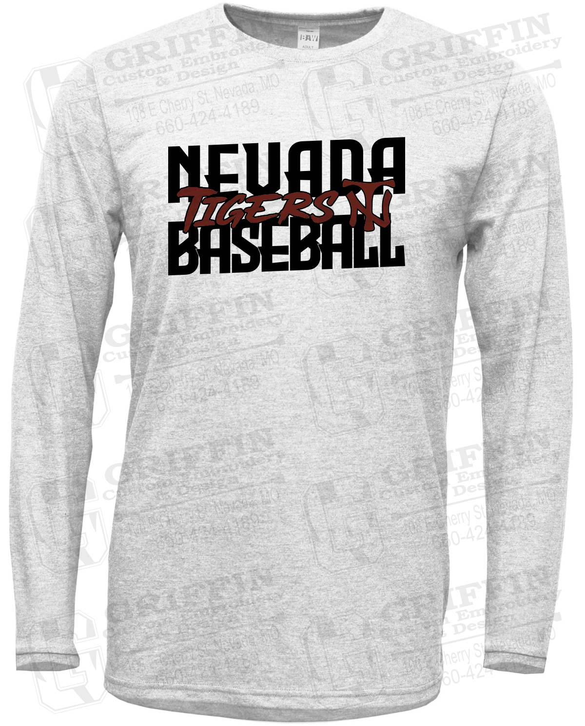 Soft-Tek Long Sleeve T-Shirt - Baseball - Nevada Tigers 25-V
