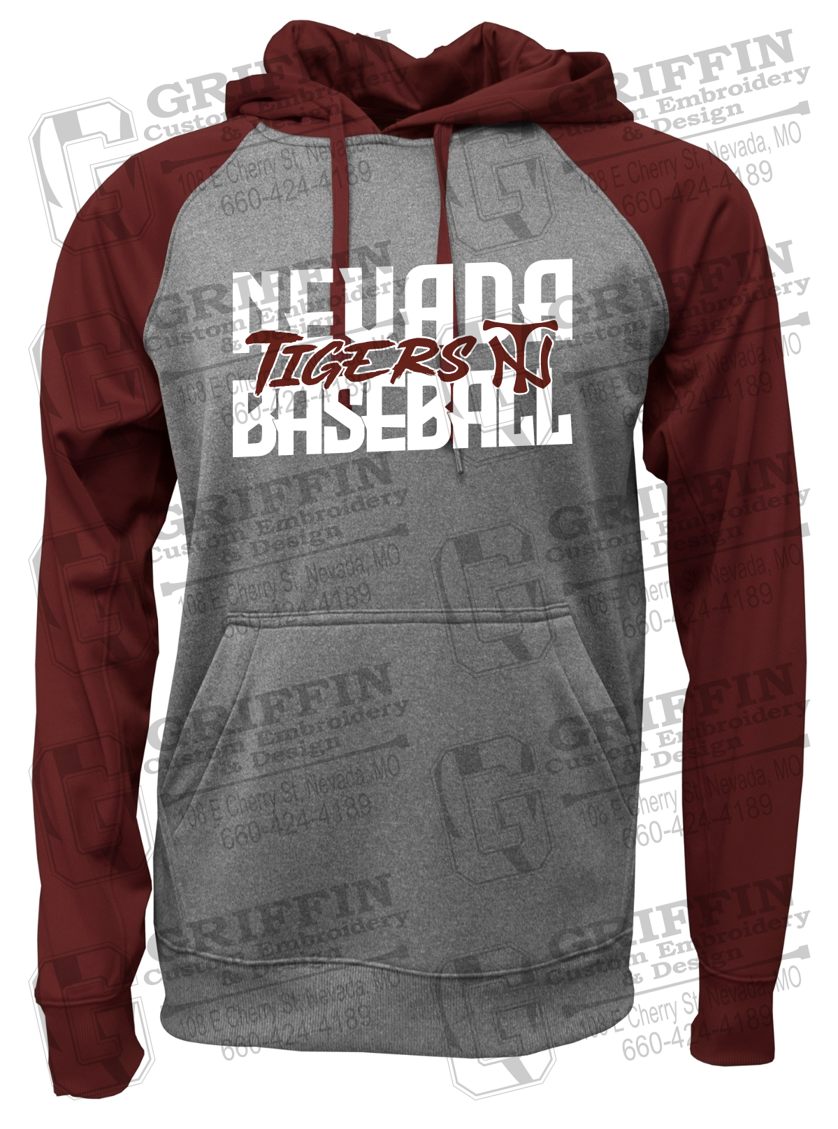 Performance Fleece Raglan Hoodie - Baseball - Nevada Tigers 25-V