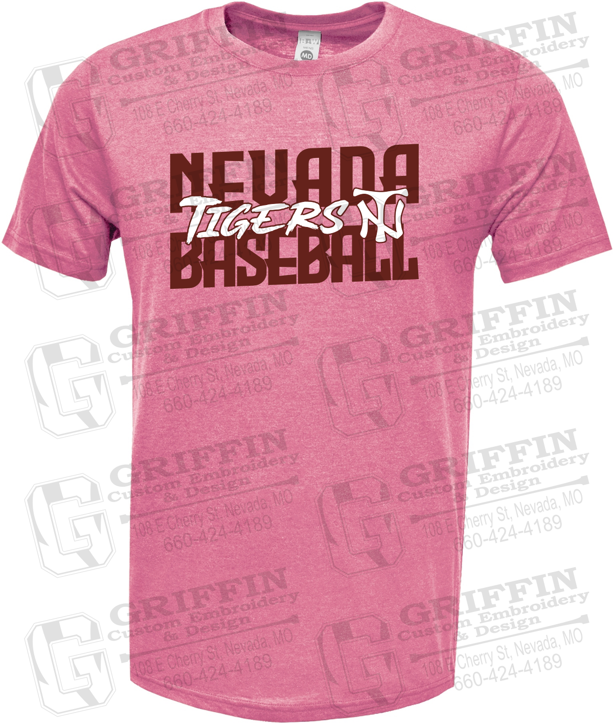 Soft-Tek Short Sleeve T-Shirt - Baseball - Nevada Tigers 25-V