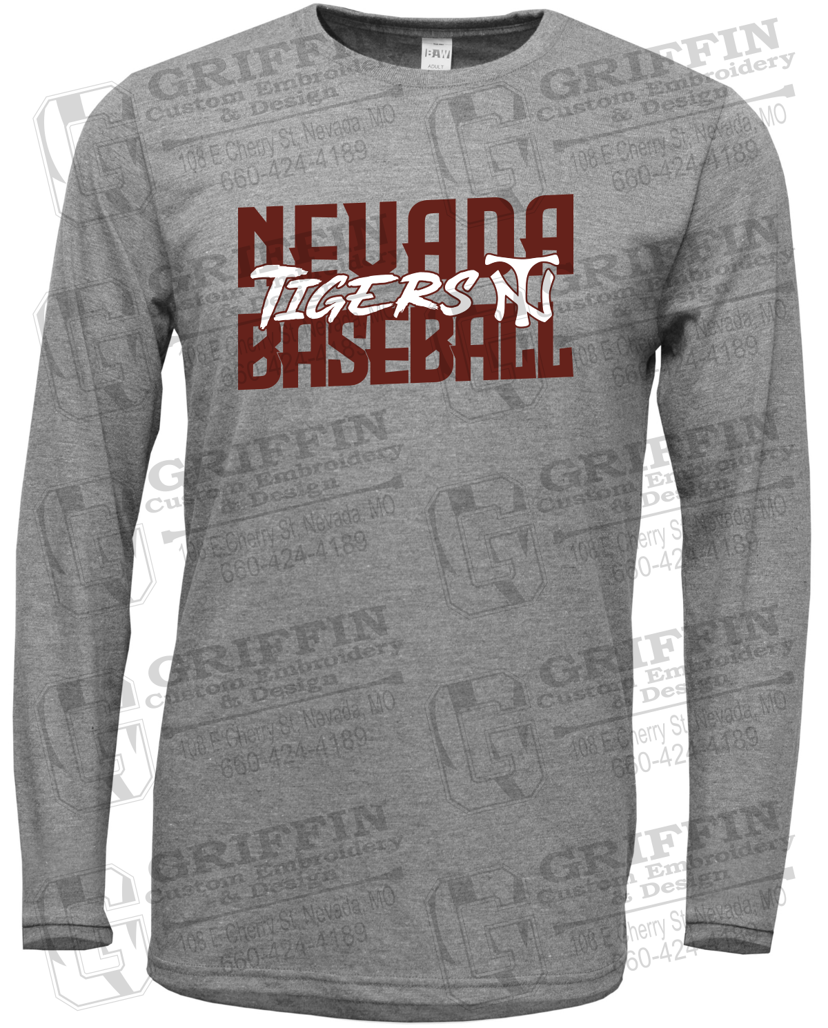 Soft-Tek Long Sleeve T-Shirt - Baseball - Nevada Tigers 25-V