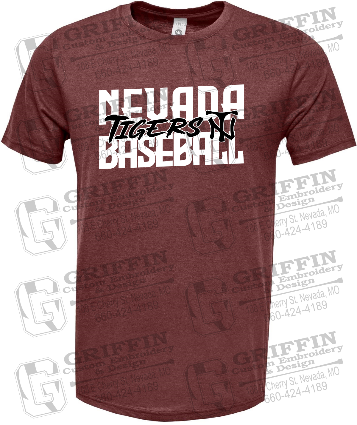 Soft-Tek Short Sleeve T-Shirt - Baseball - Nevada Tigers 25-V