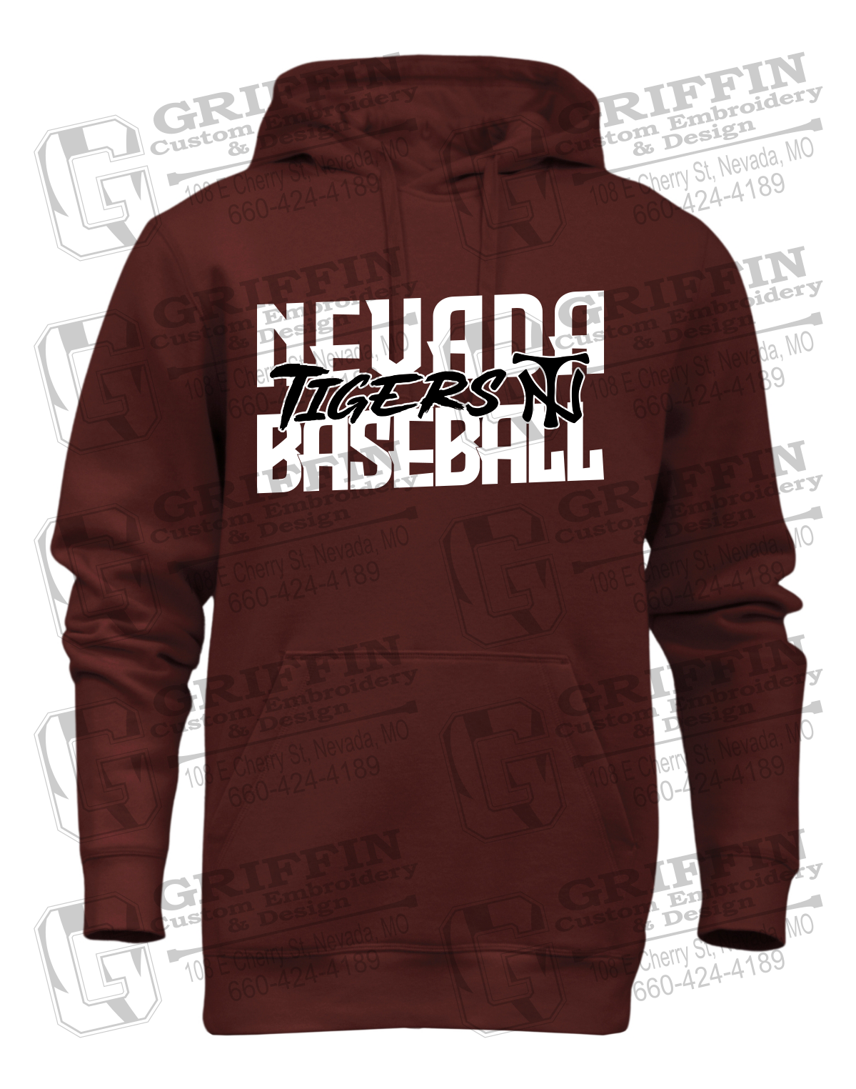 Heavyweight Fleece Hoodie - Baseball - Nevada Tigers 25-V