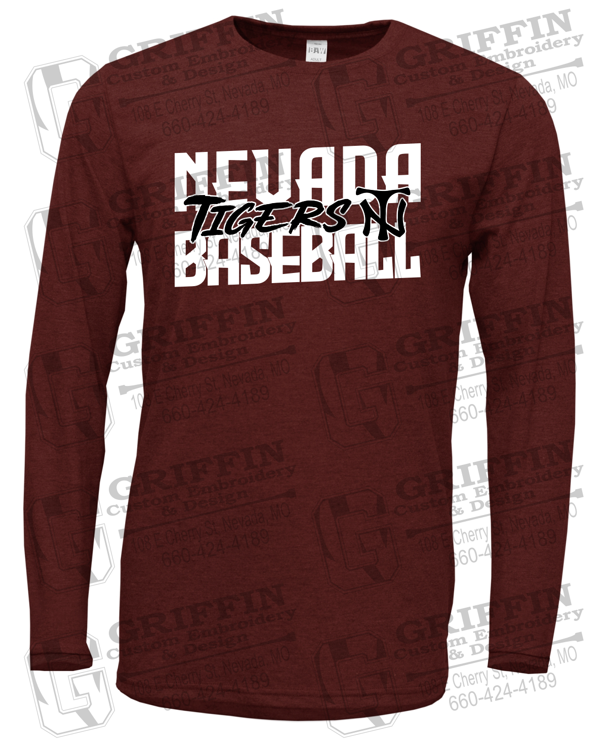 Soft-Tek Long Sleeve T-Shirt - Baseball - Nevada Tigers 25-V