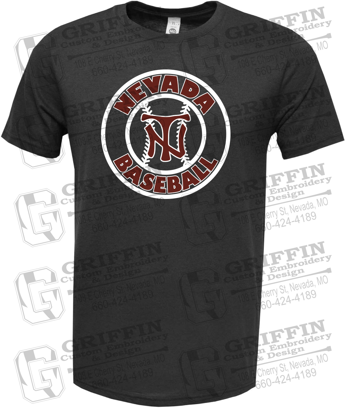 Soft-Tek Short Sleeve T-Shirt - Baseball - Nevada Tigers 25-W