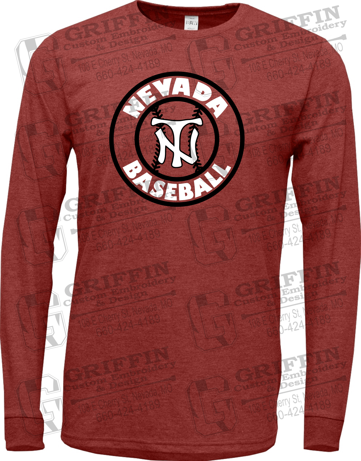 Soft-Tek Long Sleeve T-Shirt - Baseball - Nevada Tigers 25-W