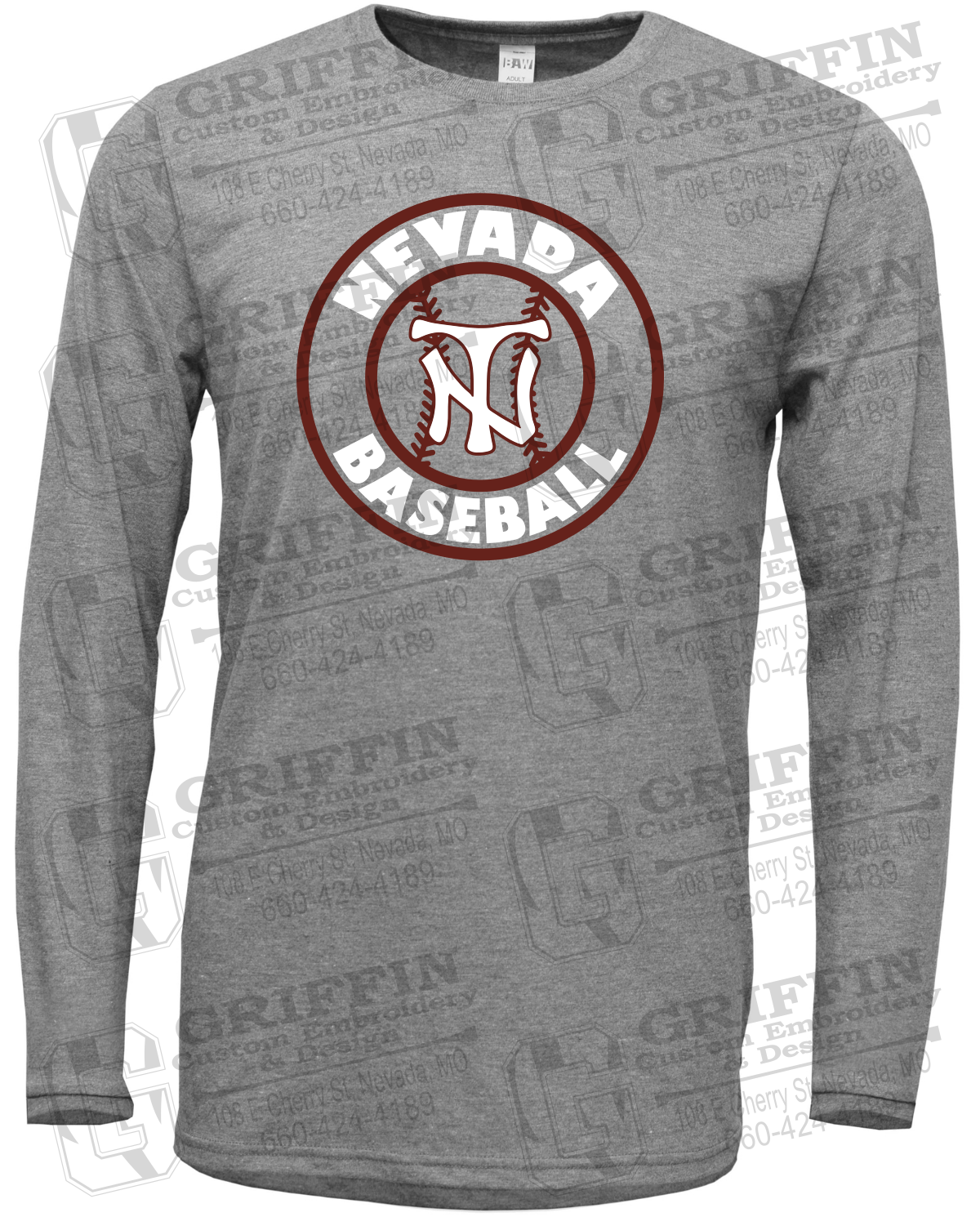 Soft-Tek Long Sleeve T-Shirt - Baseball - Nevada Tigers 25-W