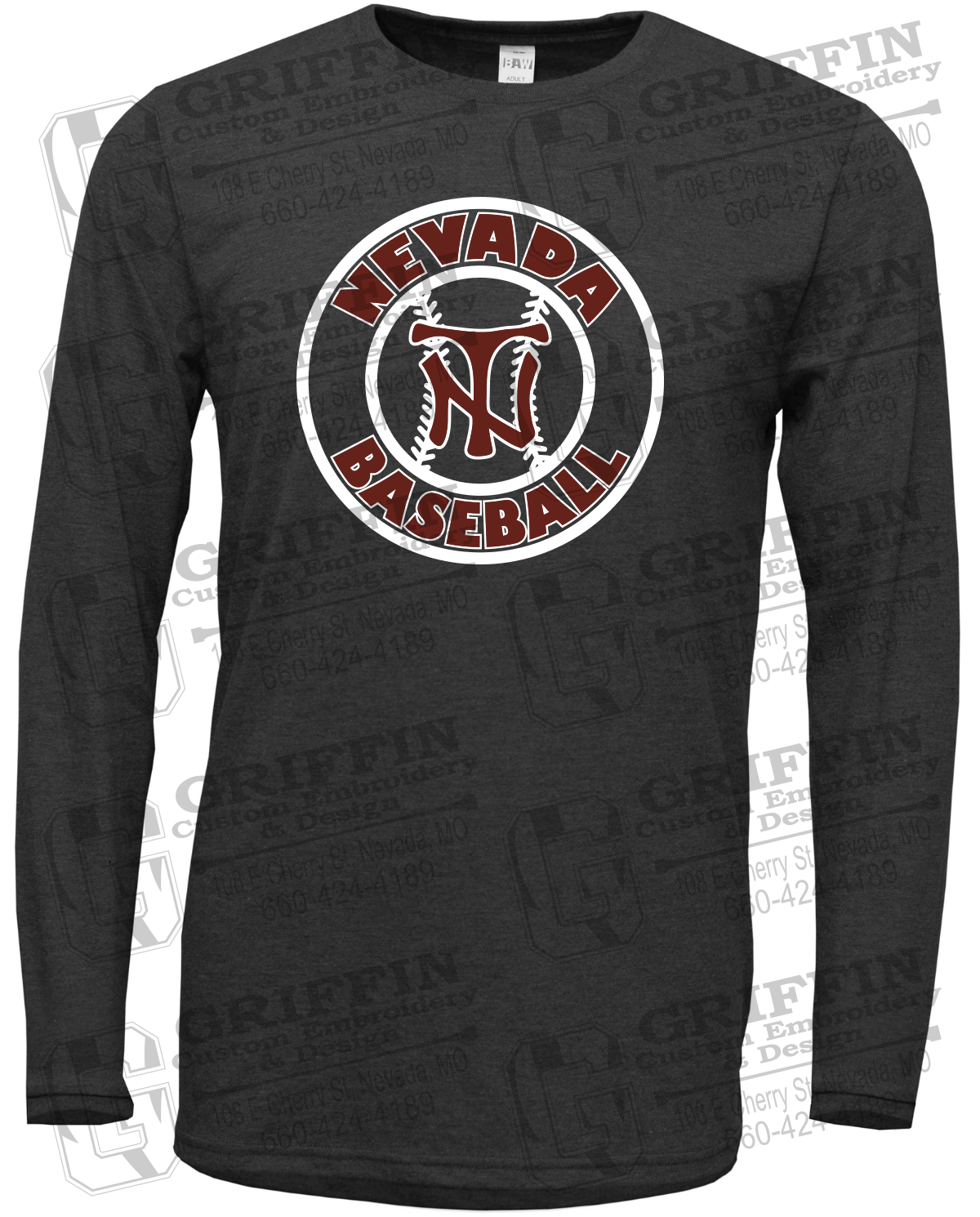Soft-Tek Long Sleeve T-Shirt - Baseball - Nevada Tigers 25-W