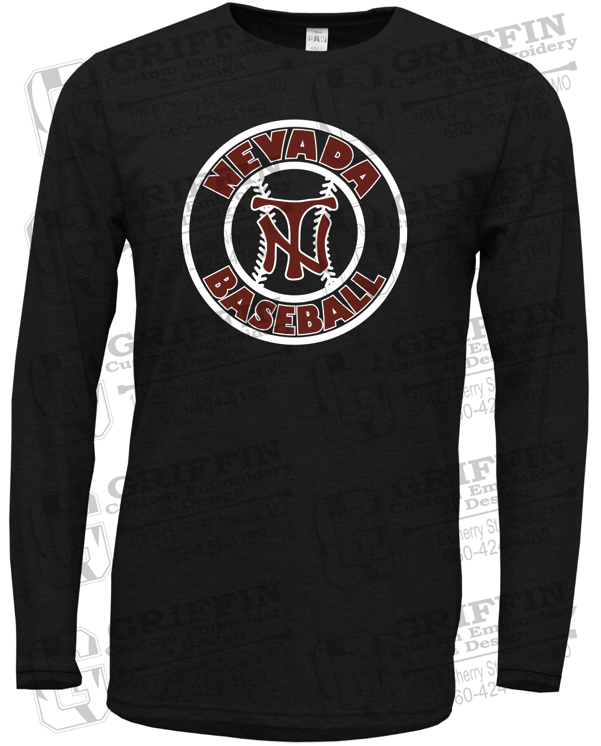 Soft-Tek Long Sleeve T-Shirt - Baseball - Nevada Tigers 25-W