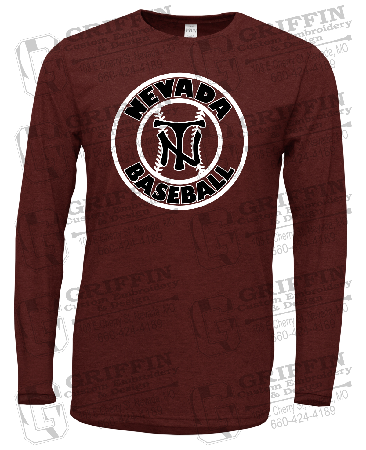 Soft-Tek Long Sleeve T-Shirt - Baseball - Nevada Tigers 25-W