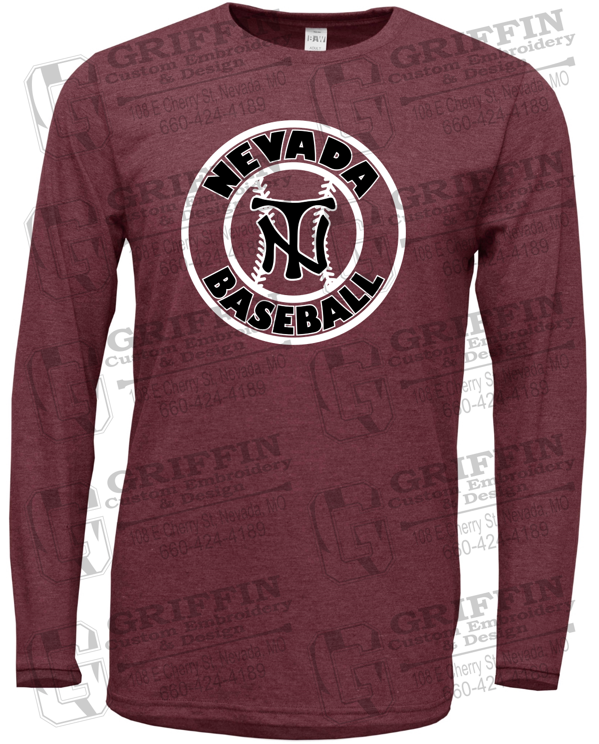 Soft-Tek Long Sleeve T-Shirt - Baseball - Nevada Tigers 25-W