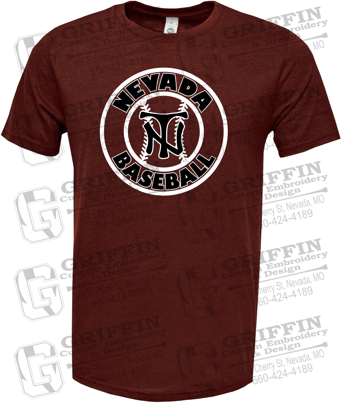 Soft-Tek Short Sleeve T-Shirt - Baseball - Nevada Tigers 25-W
