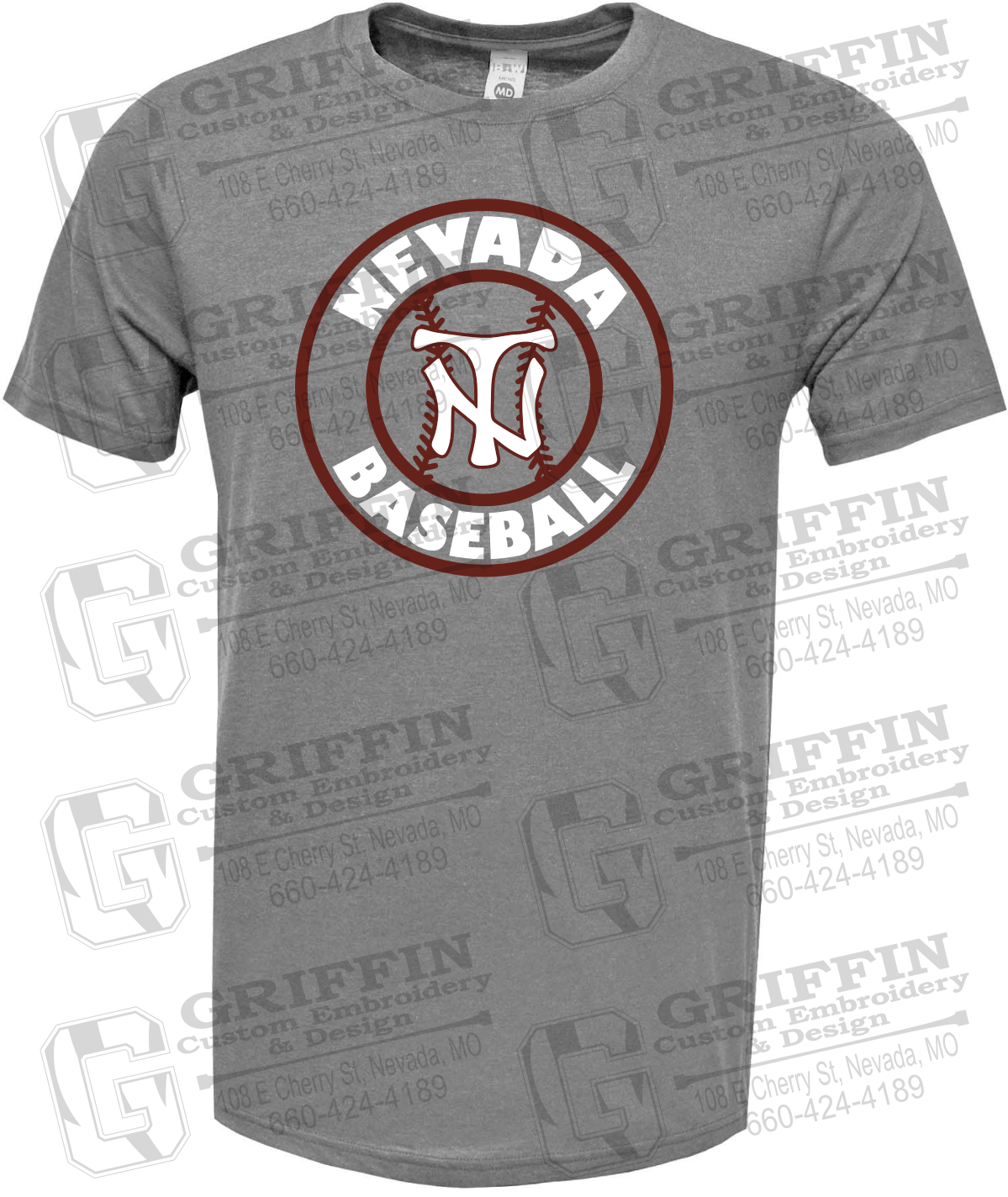 Soft-Tek Short Sleeve T-Shirt - Baseball - Nevada Tigers 25-W