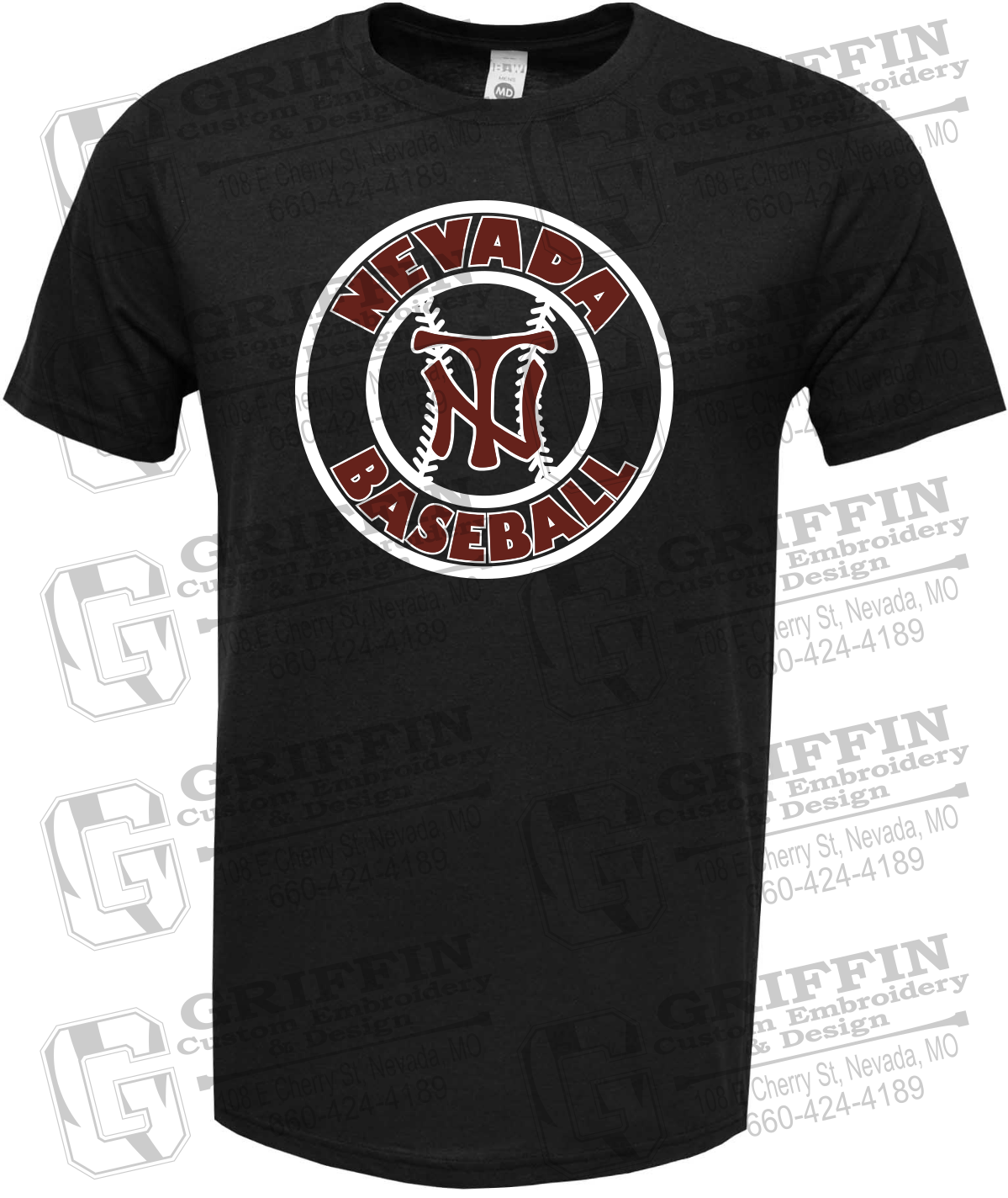 Soft-Tek Short Sleeve T-Shirt - Baseball - Nevada Tigers 25-W