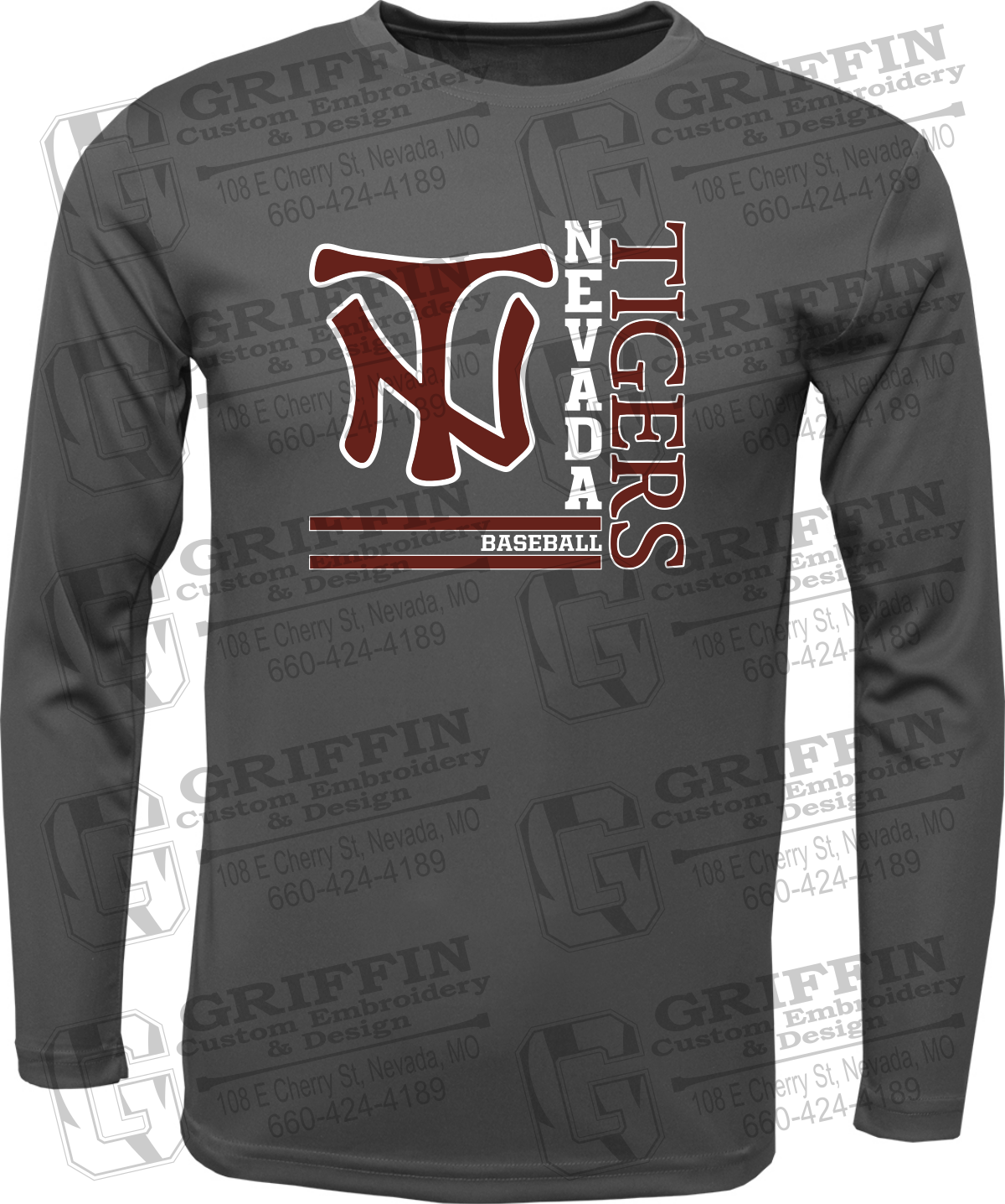 Dry-Fit Long Sleeve T-Shirt - Baseball - Nevada Tigers 25-X