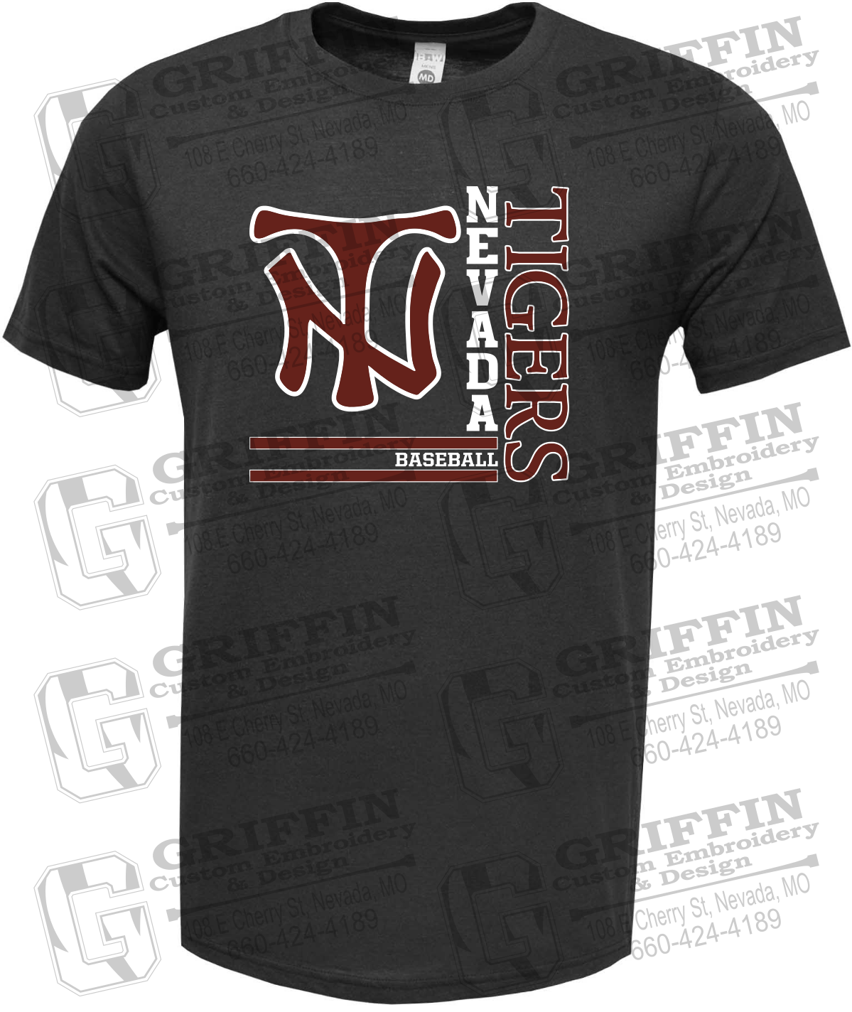 Soft-Tek Short Sleeve T-Shirt - Baseball - Nevada Tigers 25-X