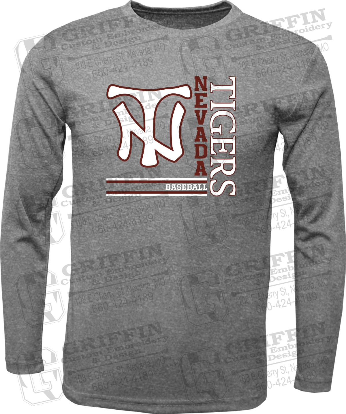 Dry-Fit Long Sleeve T-Shirt - Baseball - Nevada Tigers 25-X