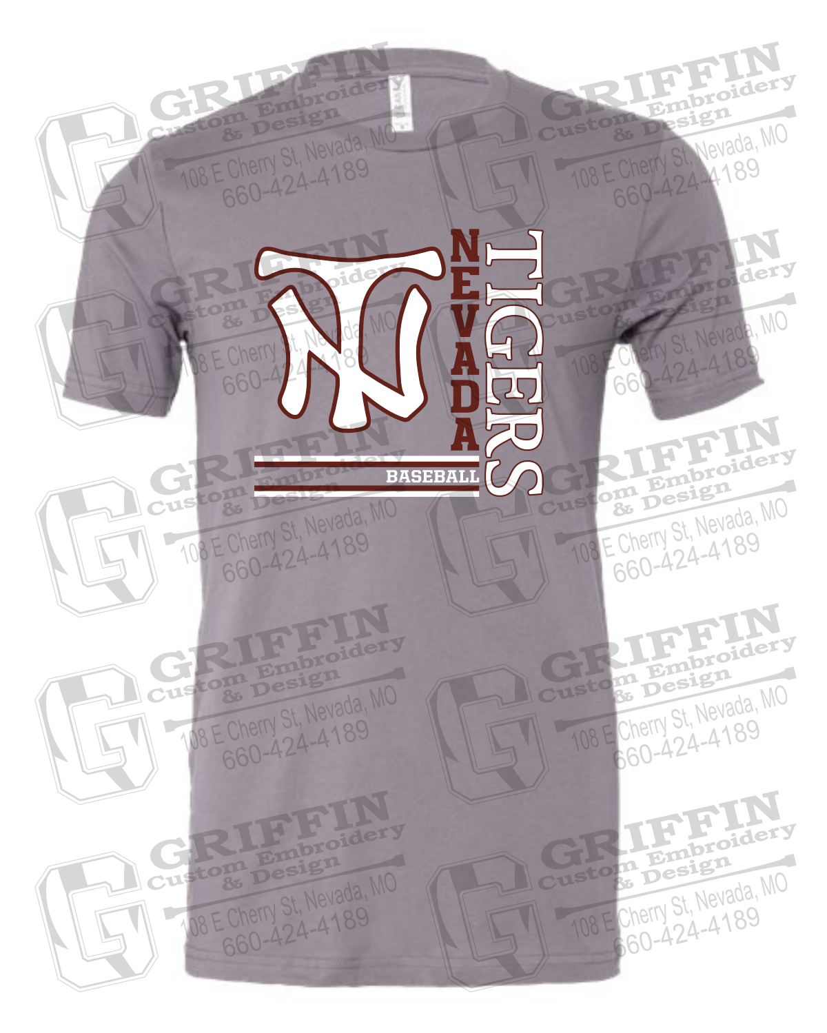 Cotton Short Sleeve T-Shirt - Baseball - Nevada Tigers 25-X