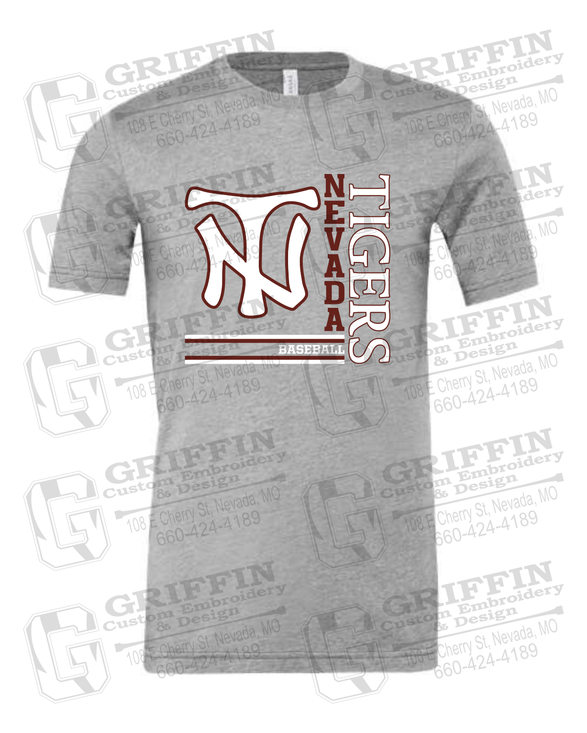 Cotton Short Sleeve T-Shirt - Baseball - Nevada Tigers 25-X
