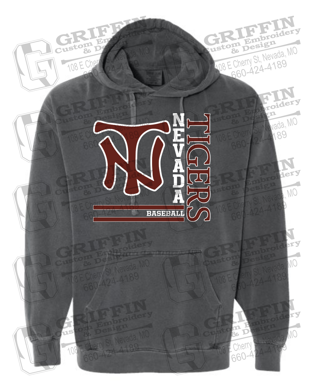 Comfort Colors Hoodie - Baseball - Nevada Tigers 25-X